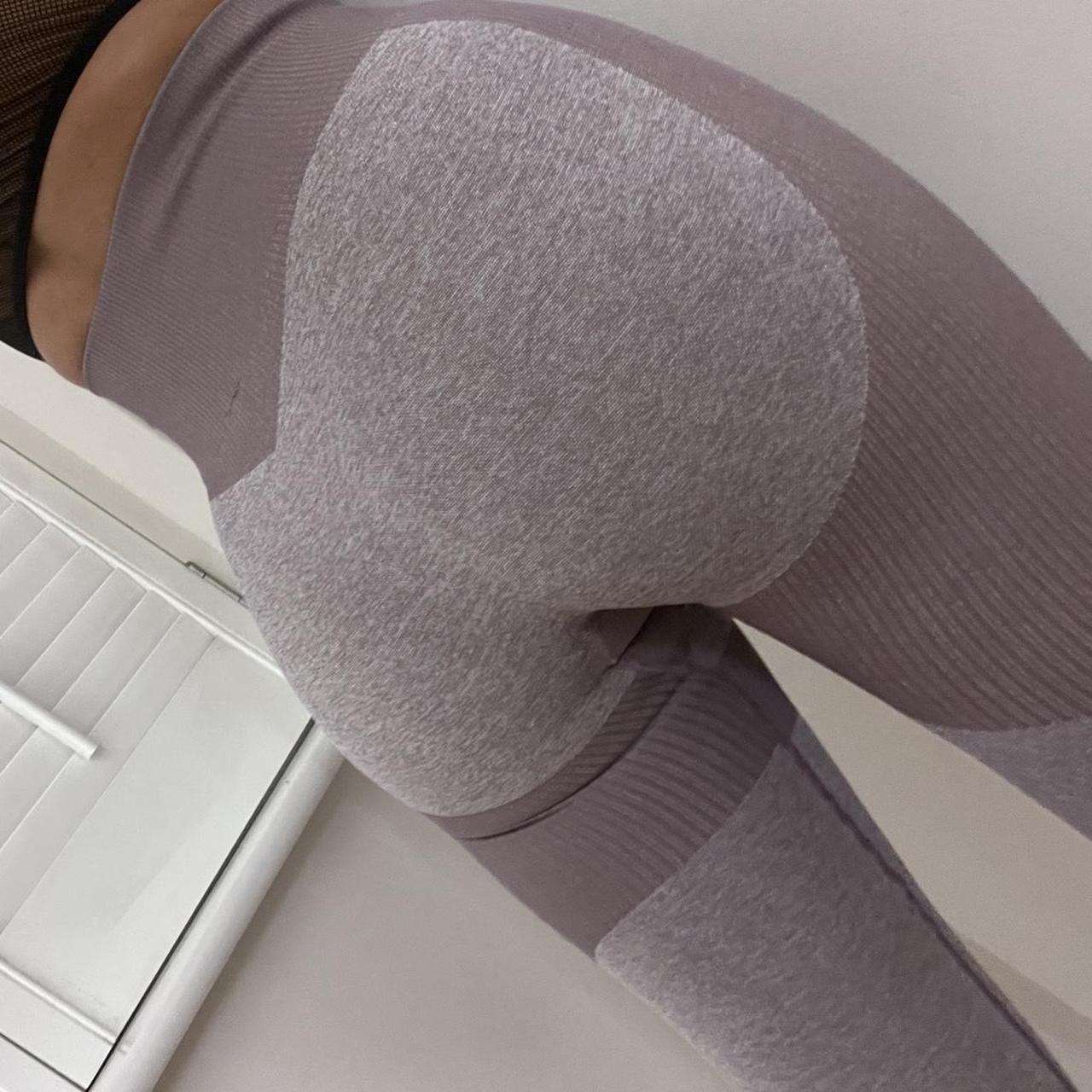 Mocha coloured seamless panelled leggings. Booty... - Depop