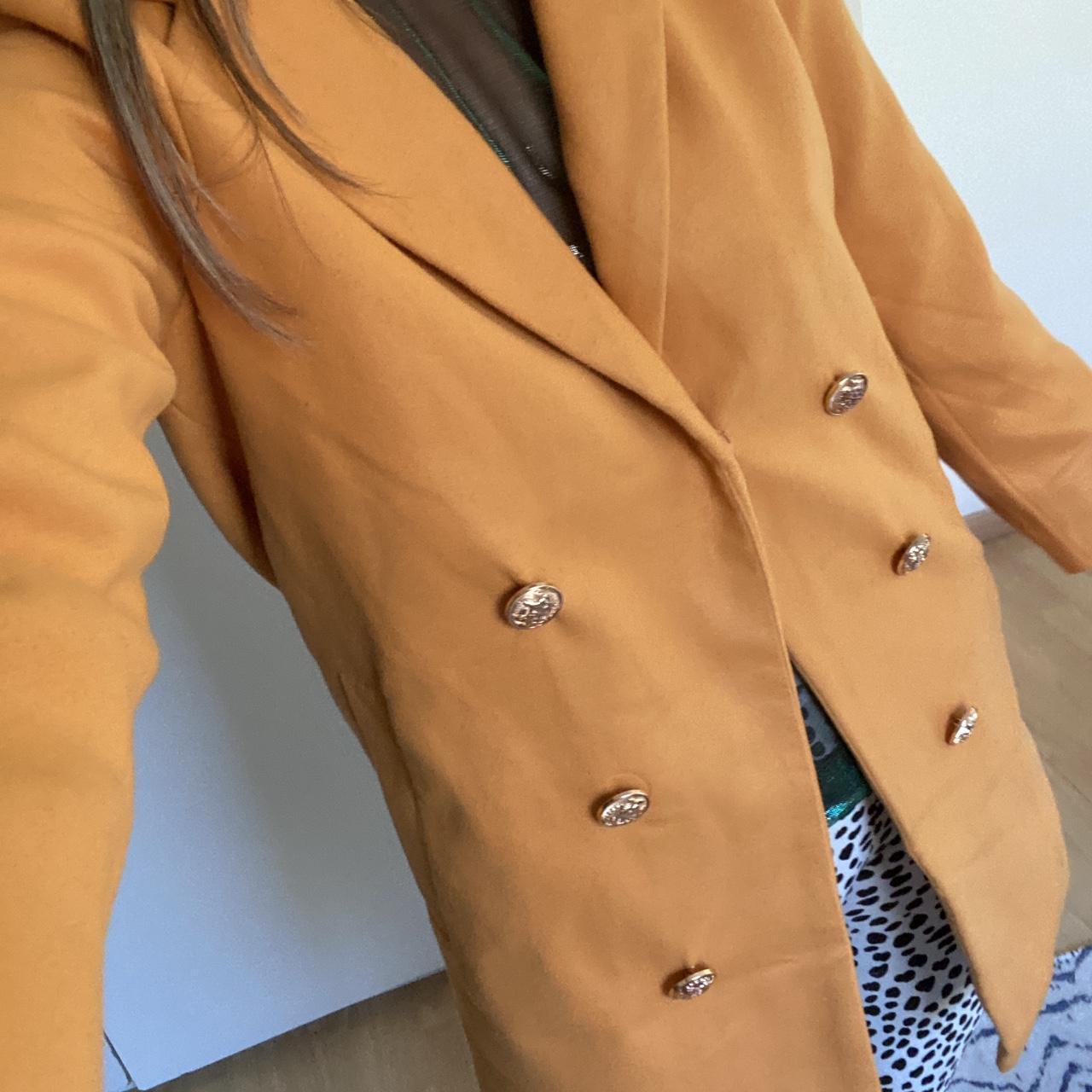 Soft Orange pea coat with gold buttons. Wool