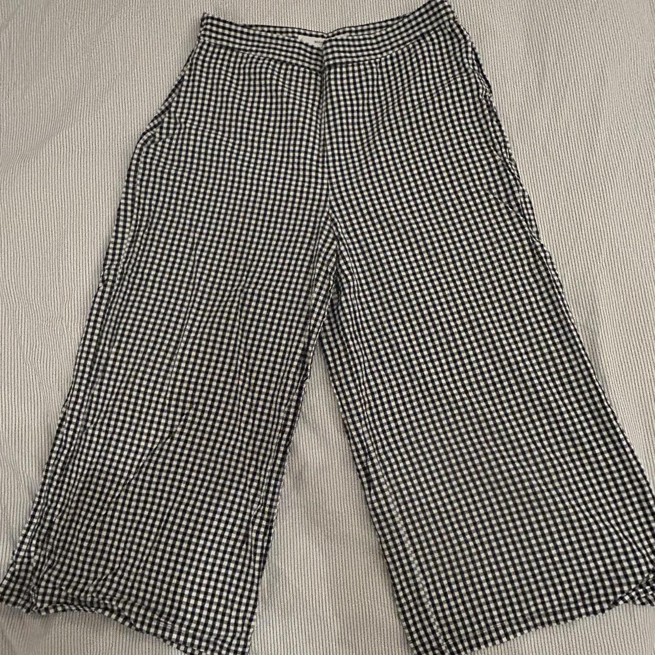 Mango gingham culottes. Black and white. 3/4 length.... - Depop