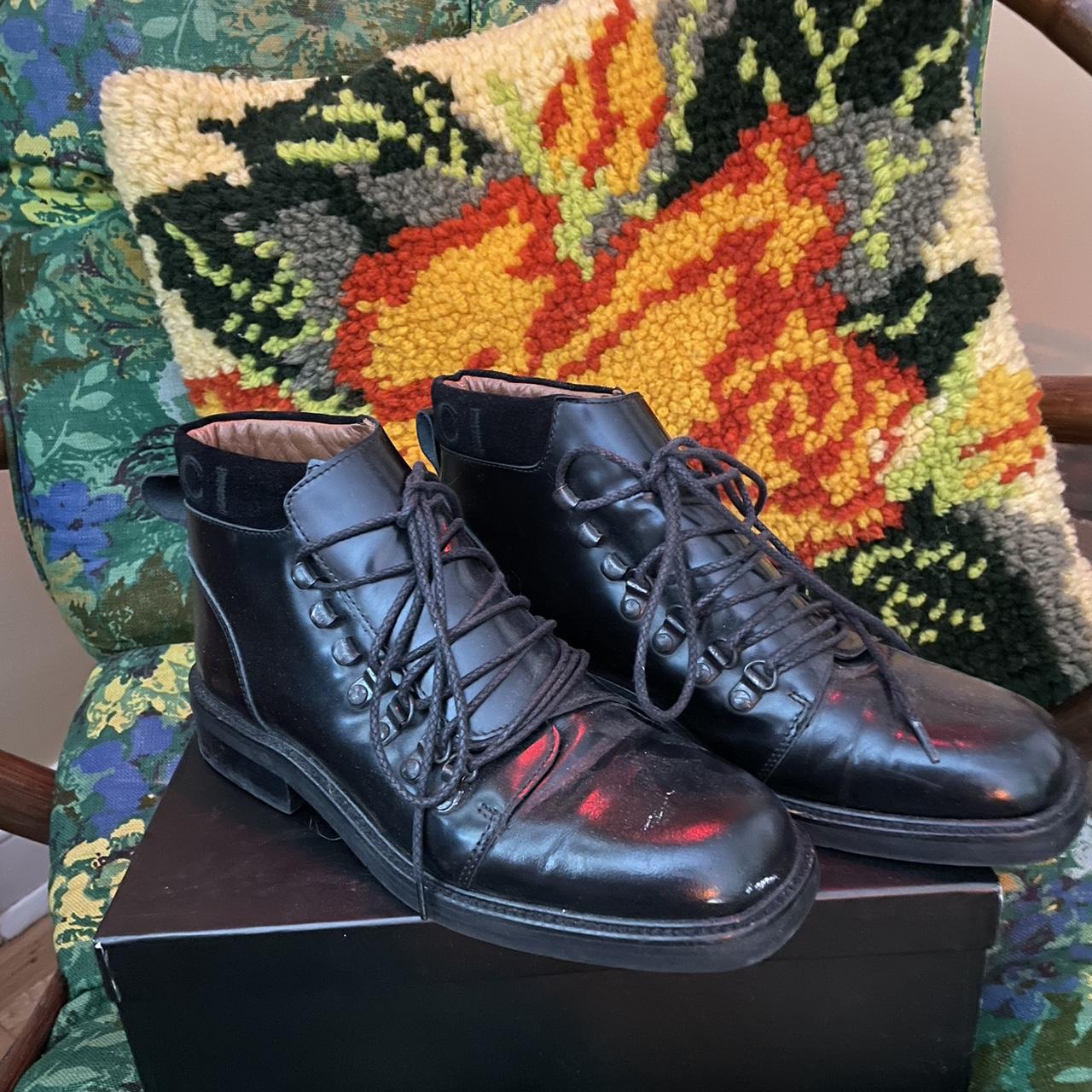 gucci lace up boots with original box and shoe bag Depop