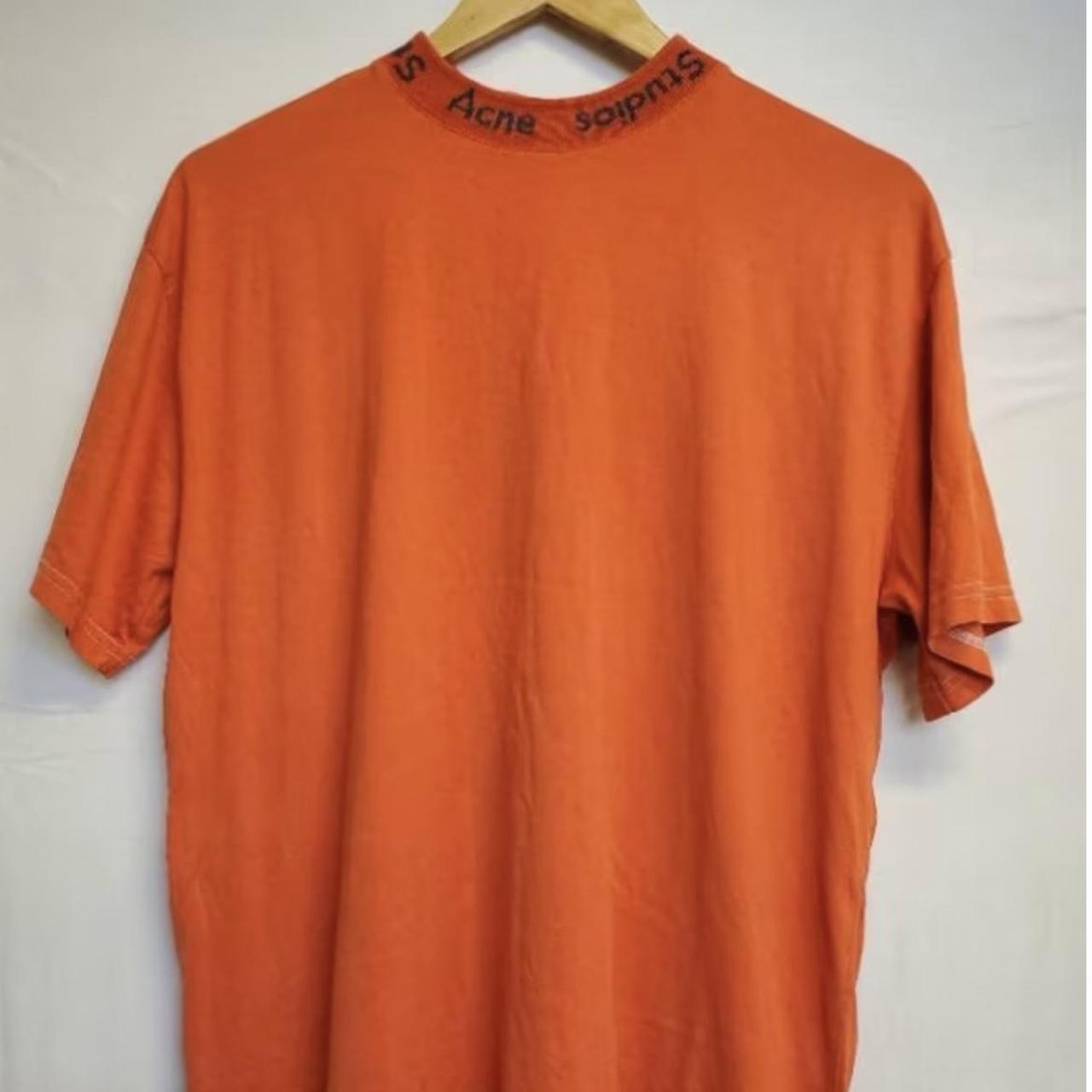 Acne Studios Logo Neck T-Shirt Orange Size: M Worn... - Depop