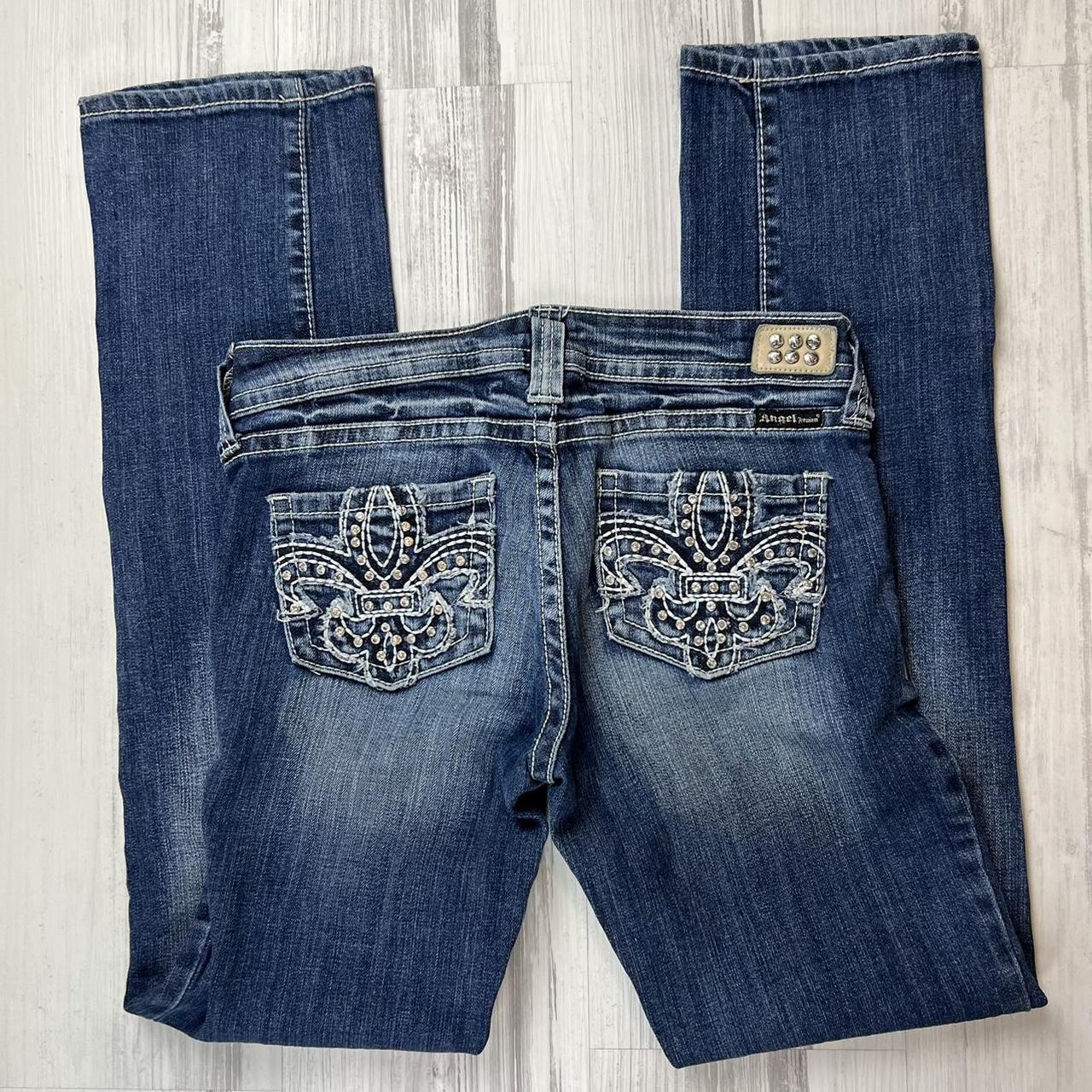 Mcbling bedazzled back pocket denim jeans, size 27”,... - Depop