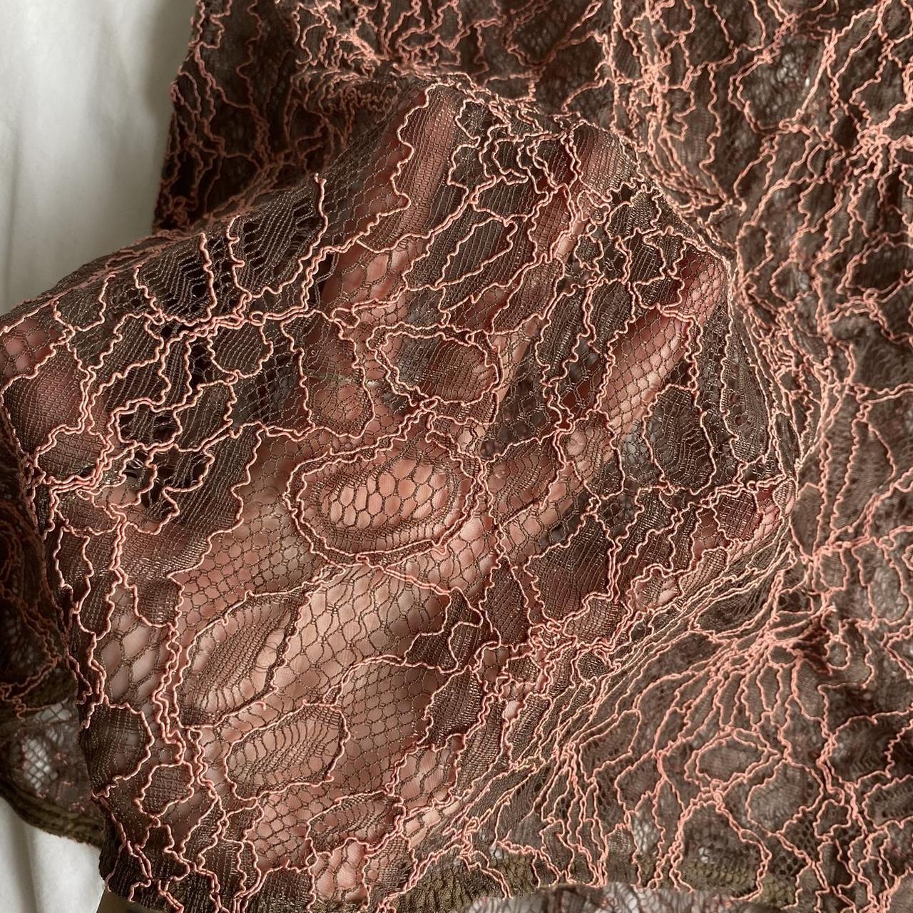 pins and needles lace tank top brown and pink size... Depop