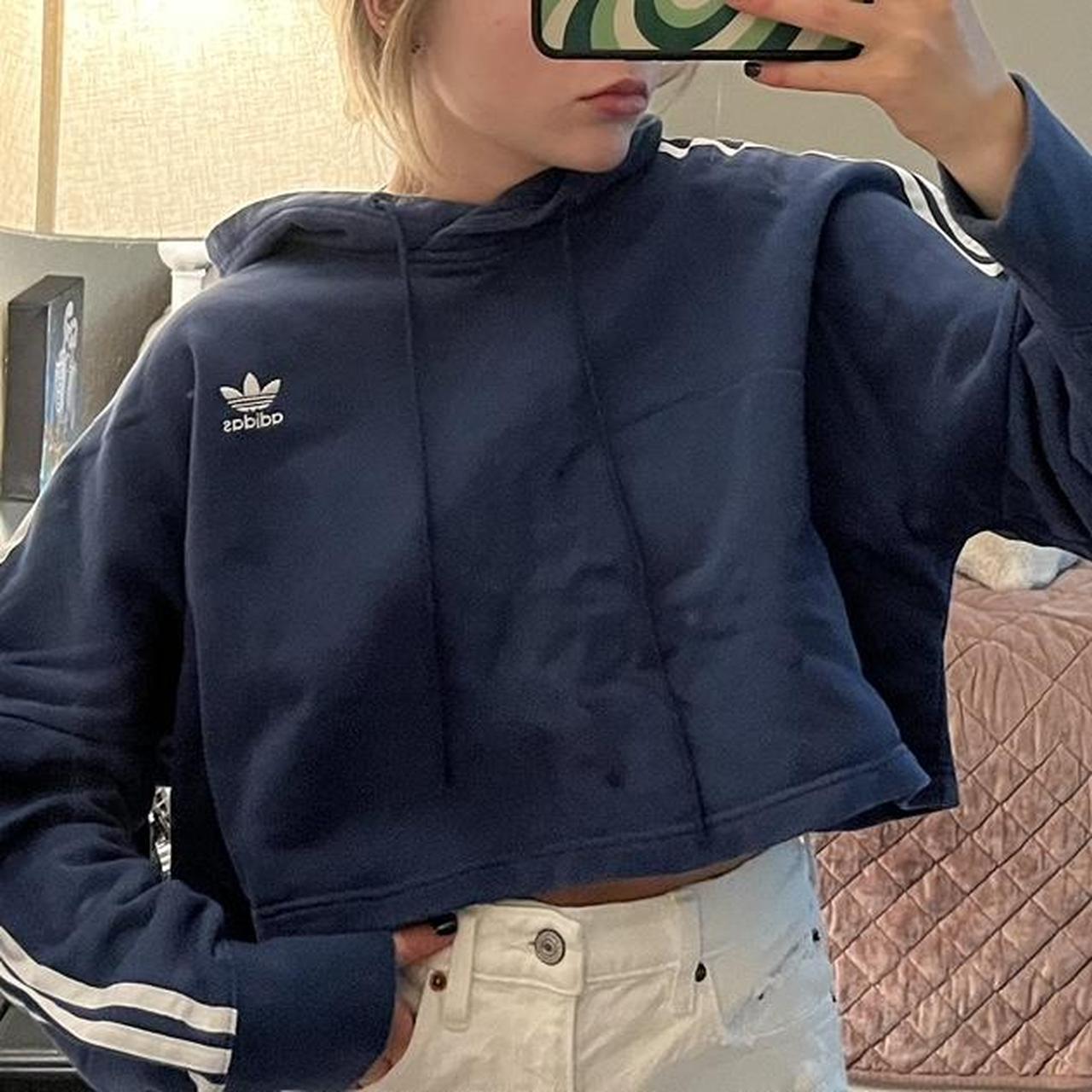 Adidas blue cropped outlet hoodie