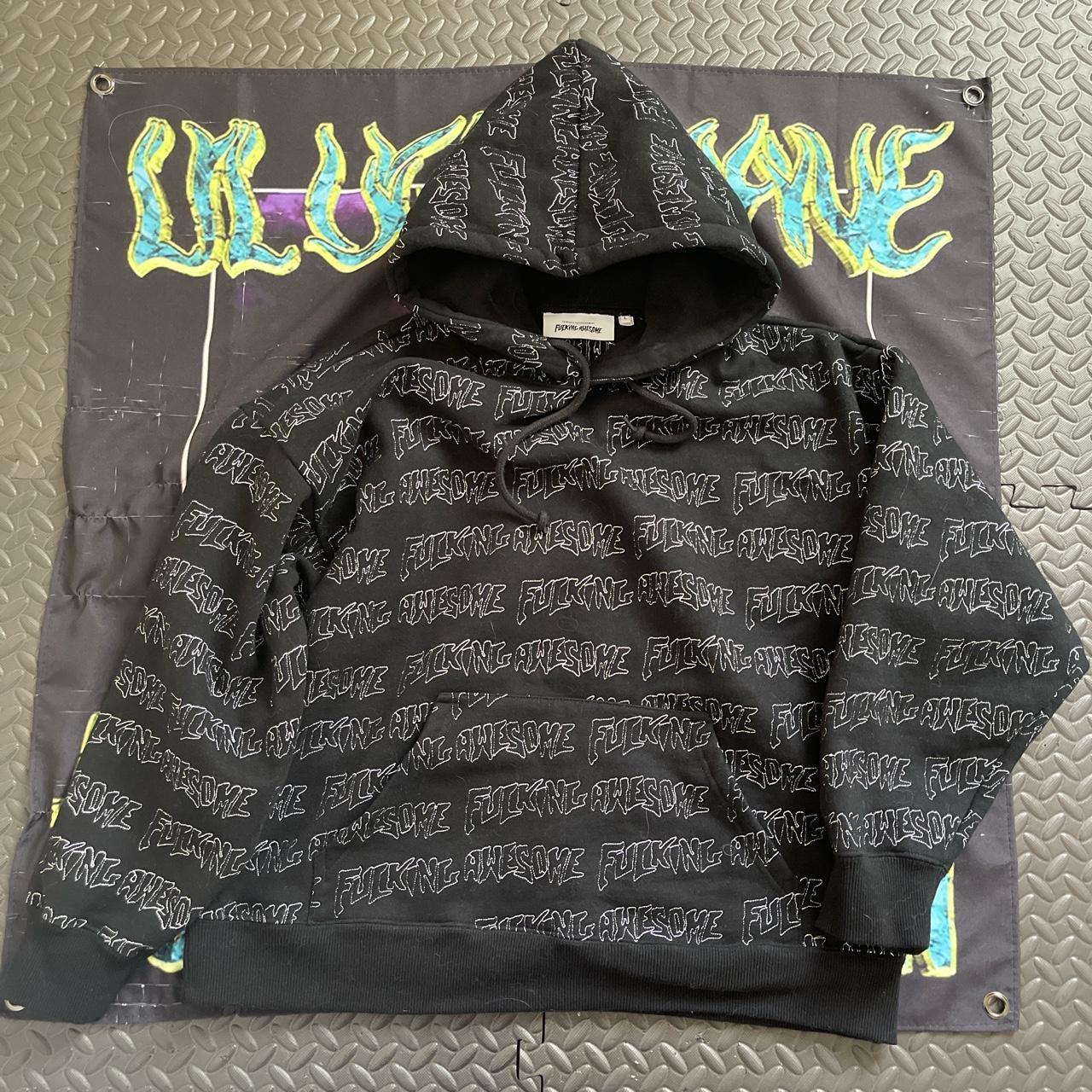 Fucking awesome all over embroidered hoodie. Size... - Depop