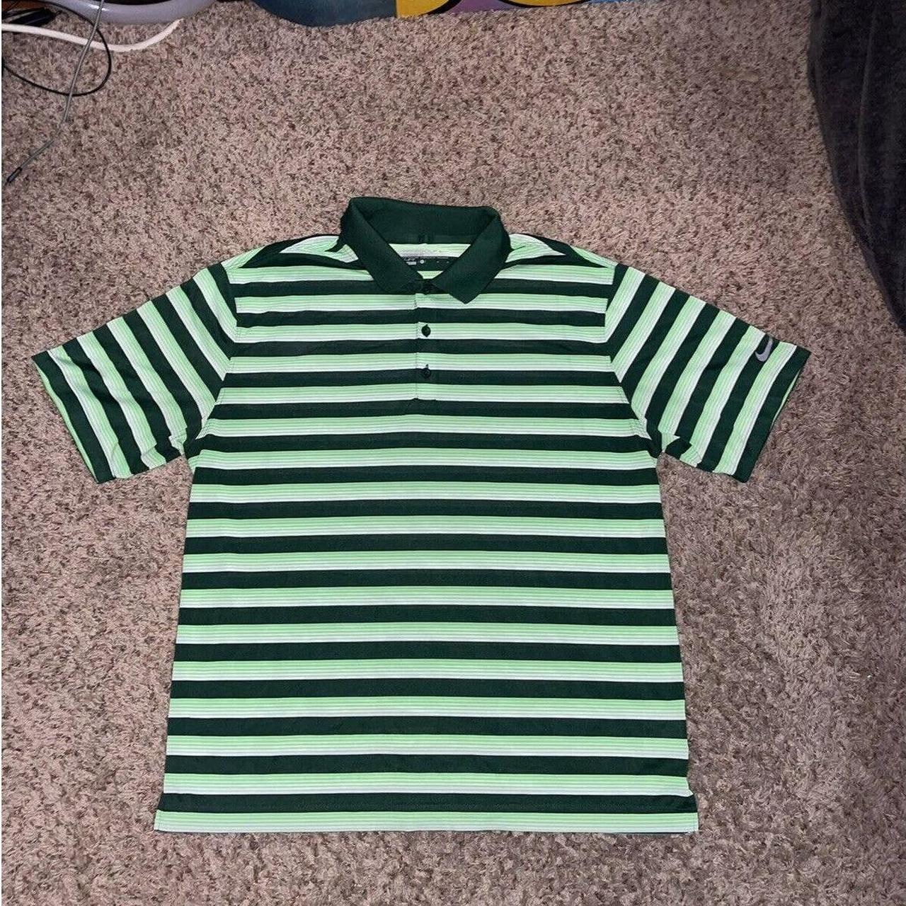 Nike Men's Green Striped Polo