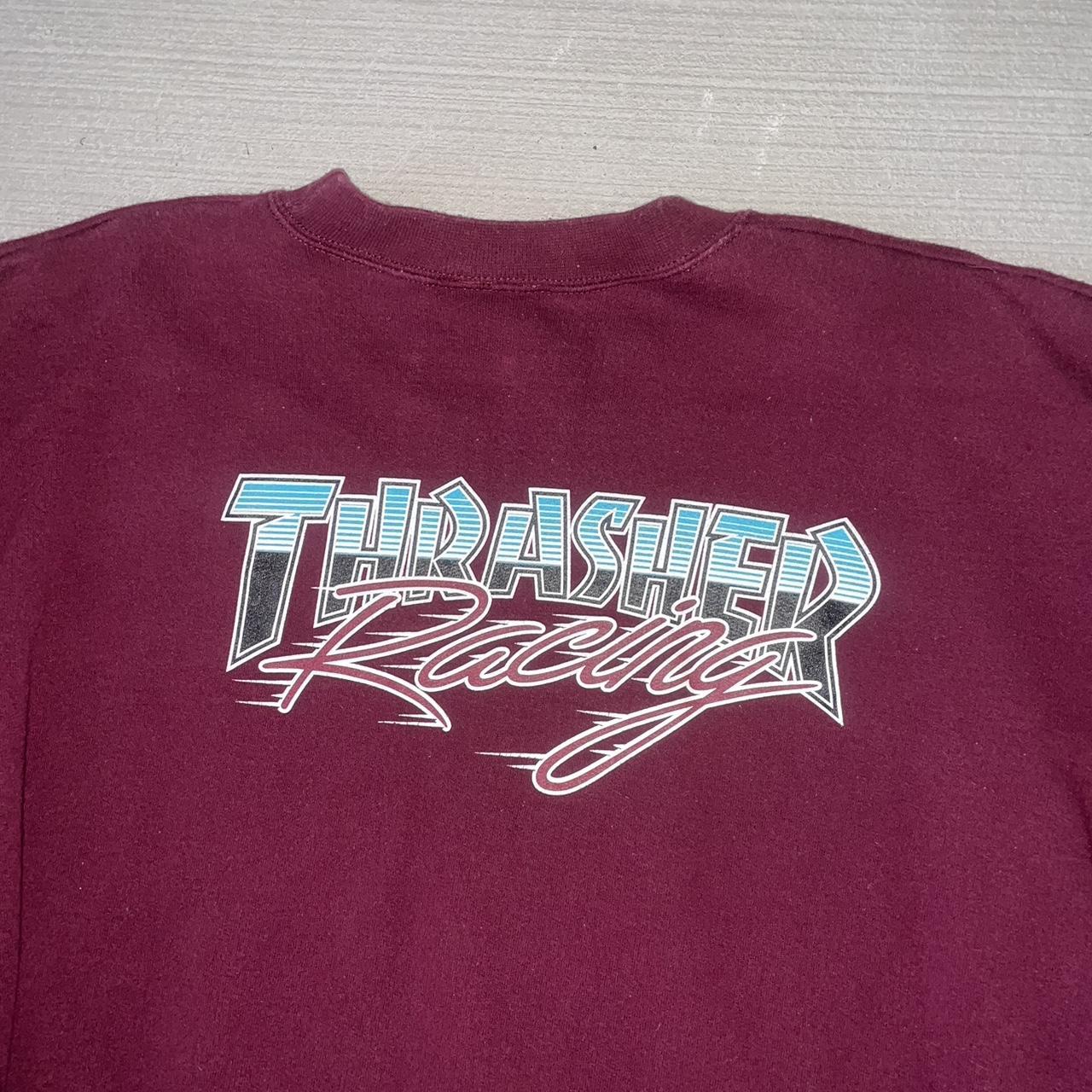 Thrasher Racing Crewneck Maroon Men s Large Worn Depop