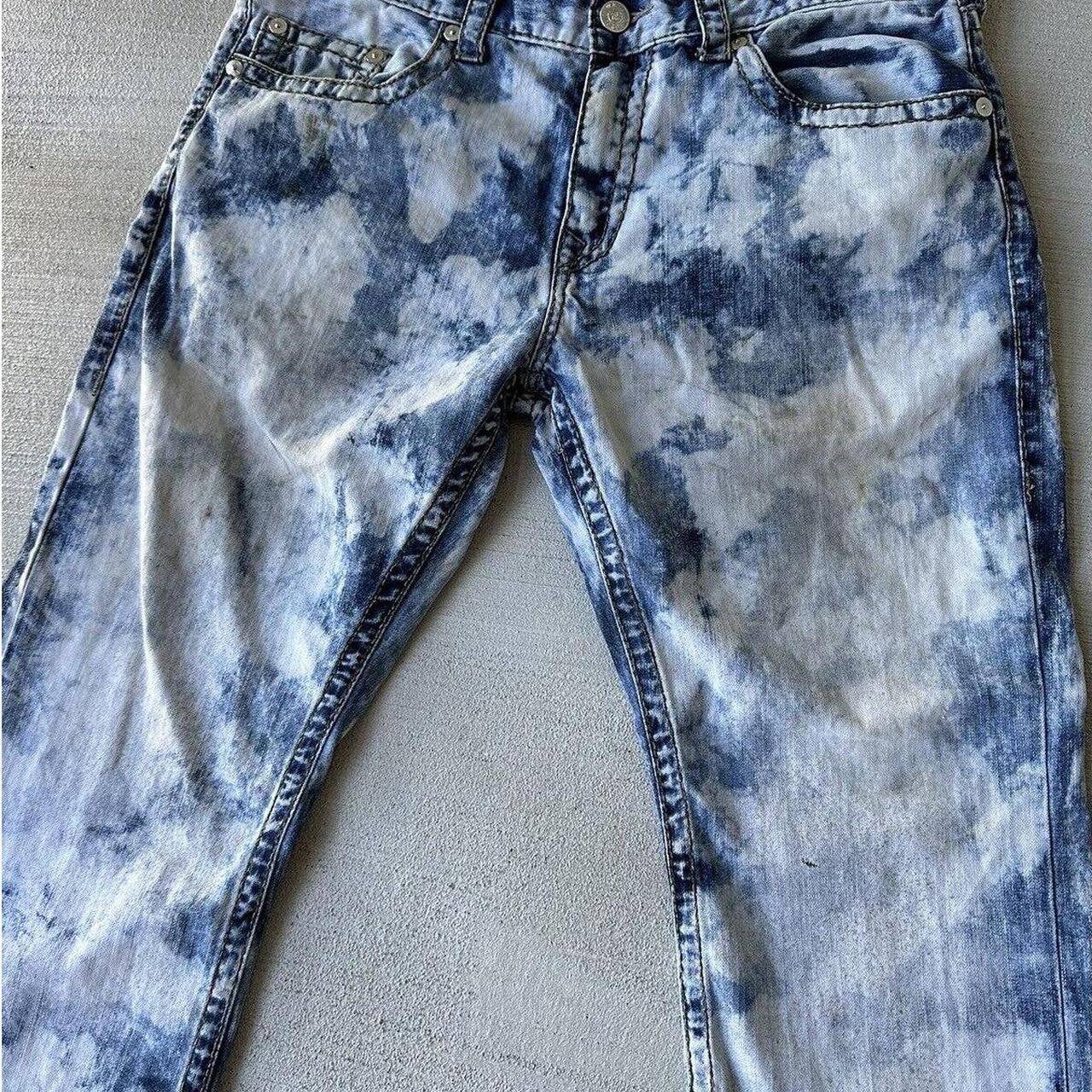True Religion Pants Acid Wash Big Jeans Straight Leg... - Depop