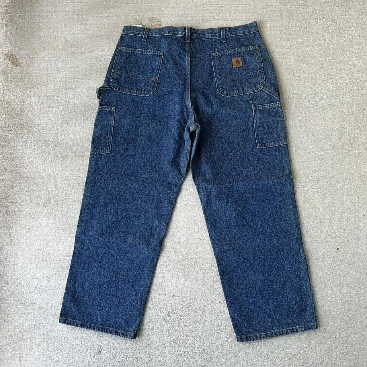 Carhartt Jeans Men's Sz 40X30 Blue Denim Dungaree... - Depop