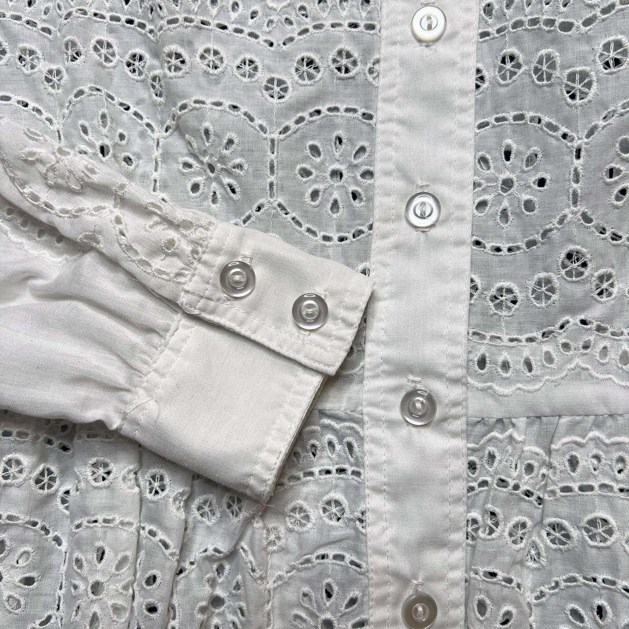 Vintage White Cotton Saks Fifth Avenue Eyelet hotsell Blouse