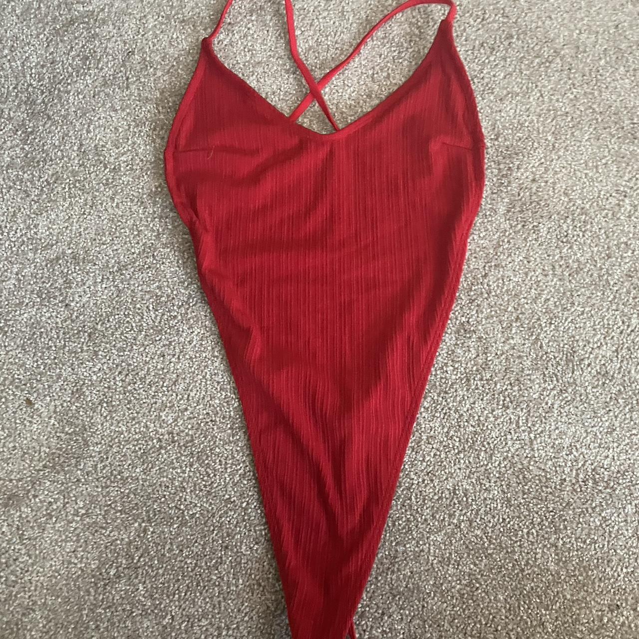 Small red ribbed thong g-string panties Perfect - Depop