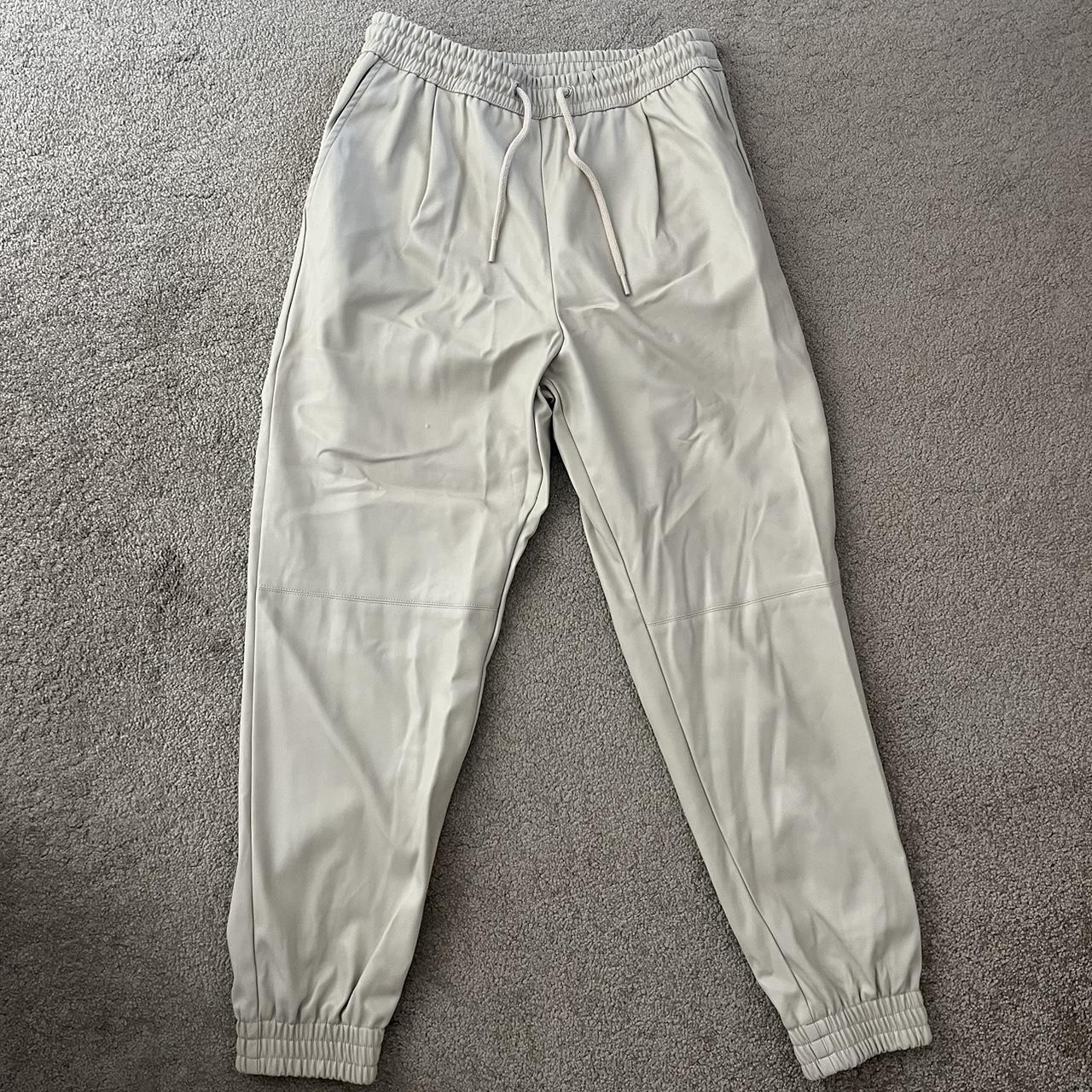 Zara cream leather joggers Brand new size small