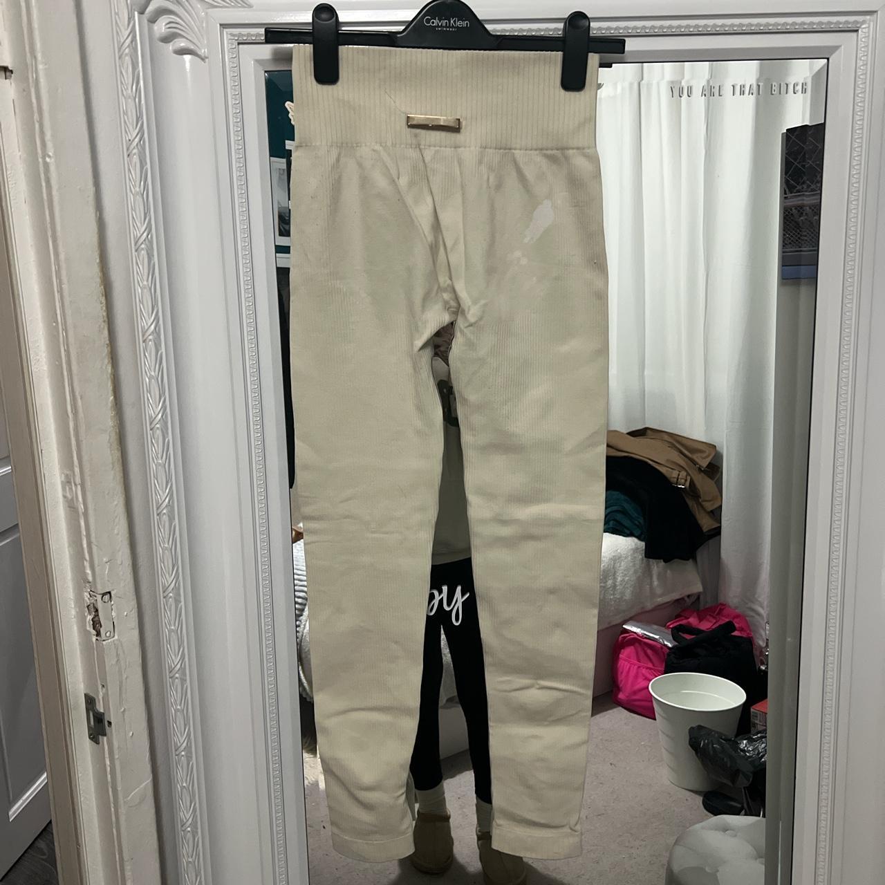 Bo+tee Gym Leggings. Cream. Size M. Got A Bleach - Depop