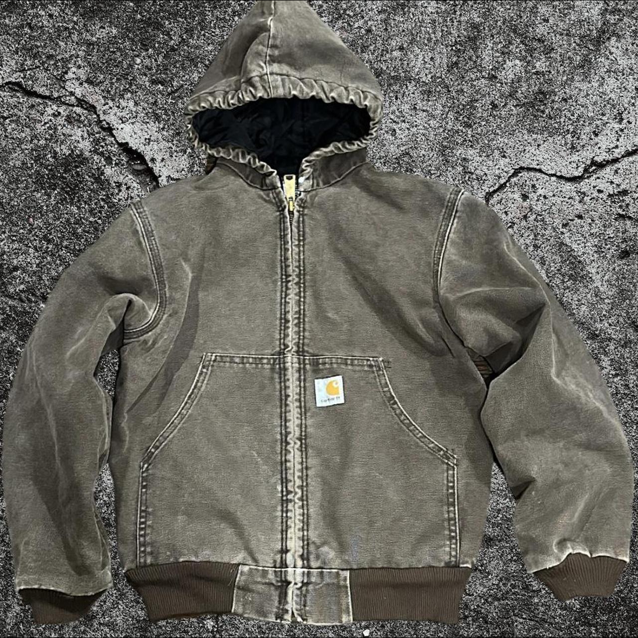 Carhartt Work Duck Jacket Sz S Youth Brown Quilted... - Depop