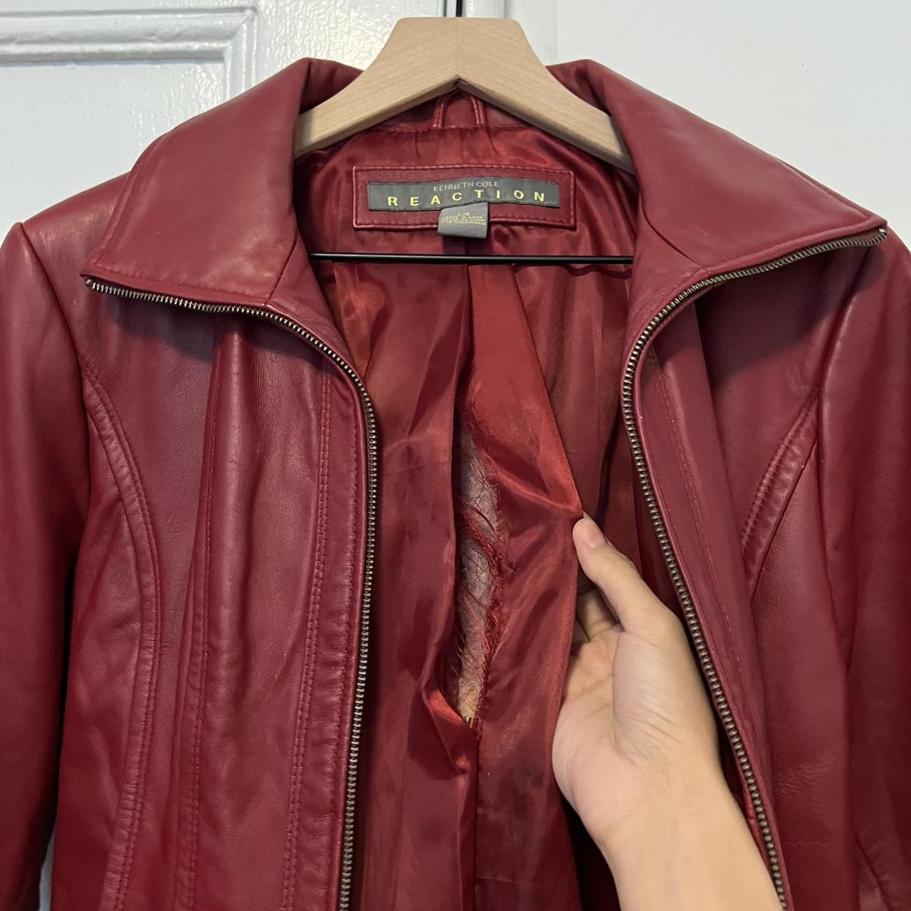 Kenneth cole red leather jacket sale