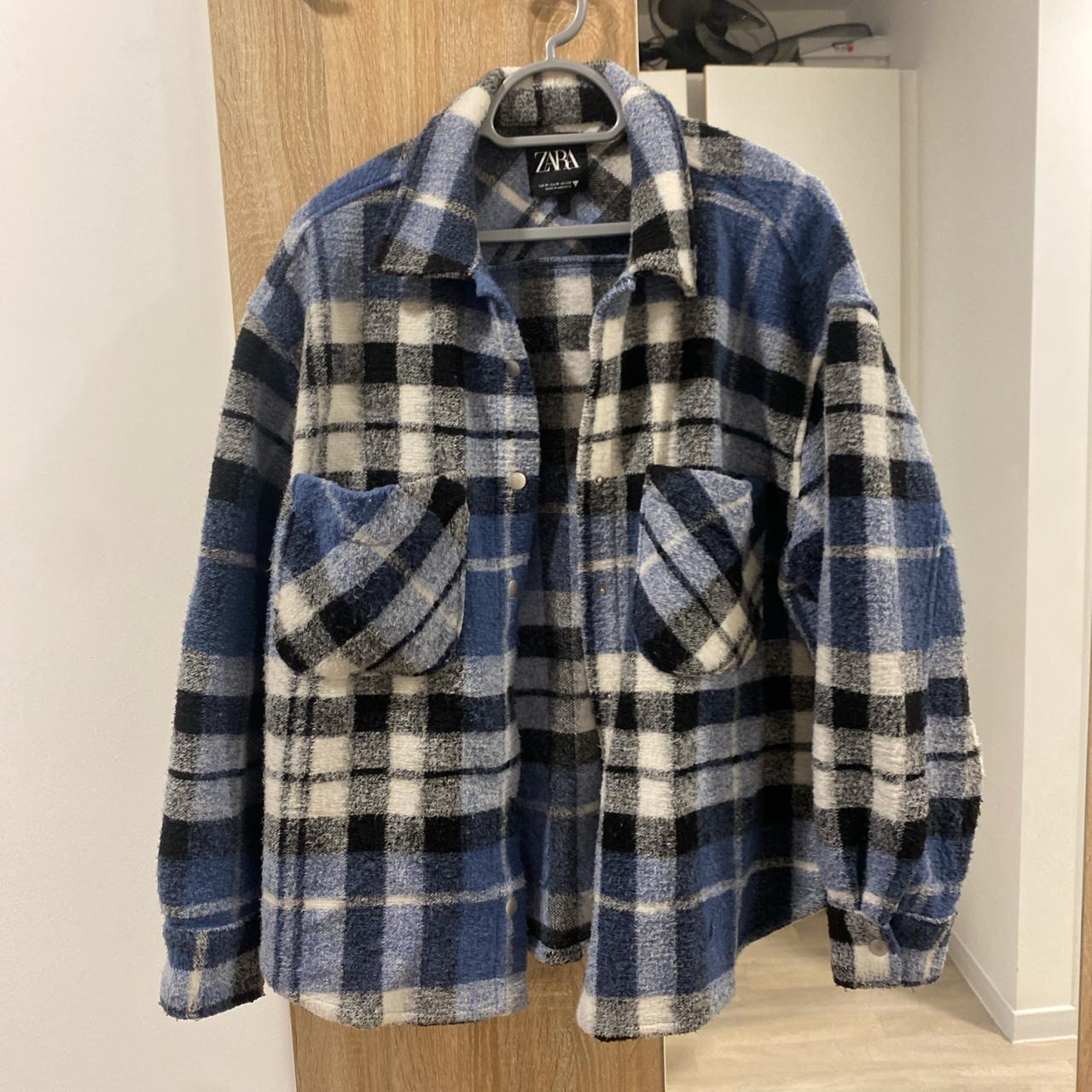 Zara Women's Blue and White Jacket | Depop