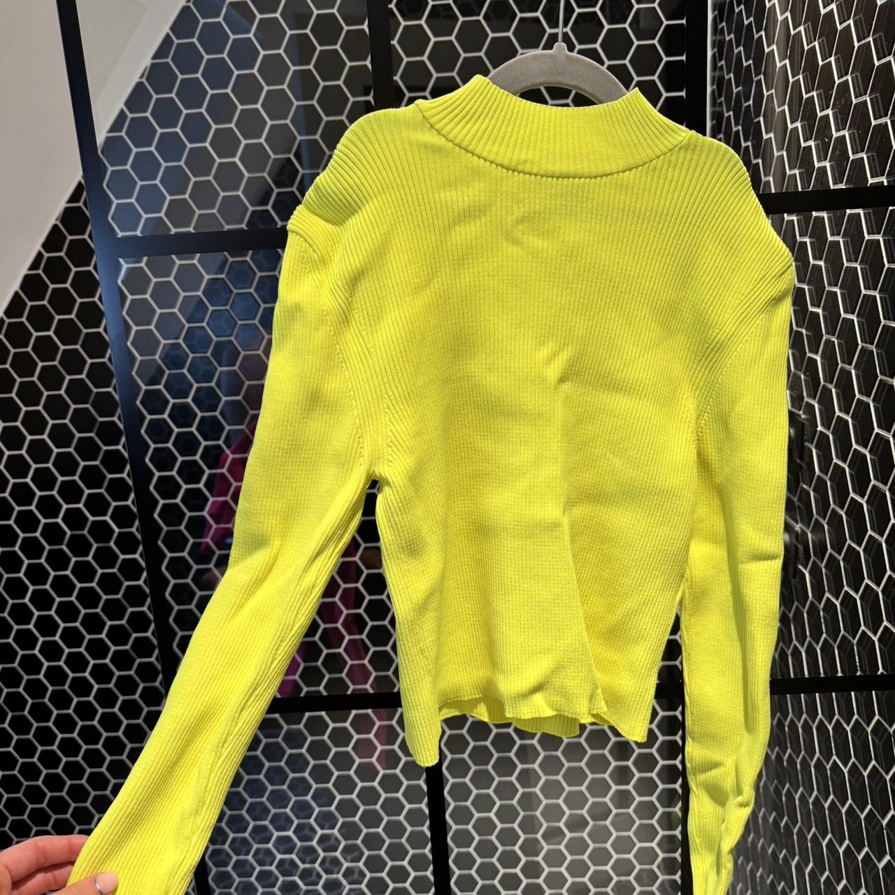 Neon yellow Zara jumper/top. Size small. Worn once - Depop