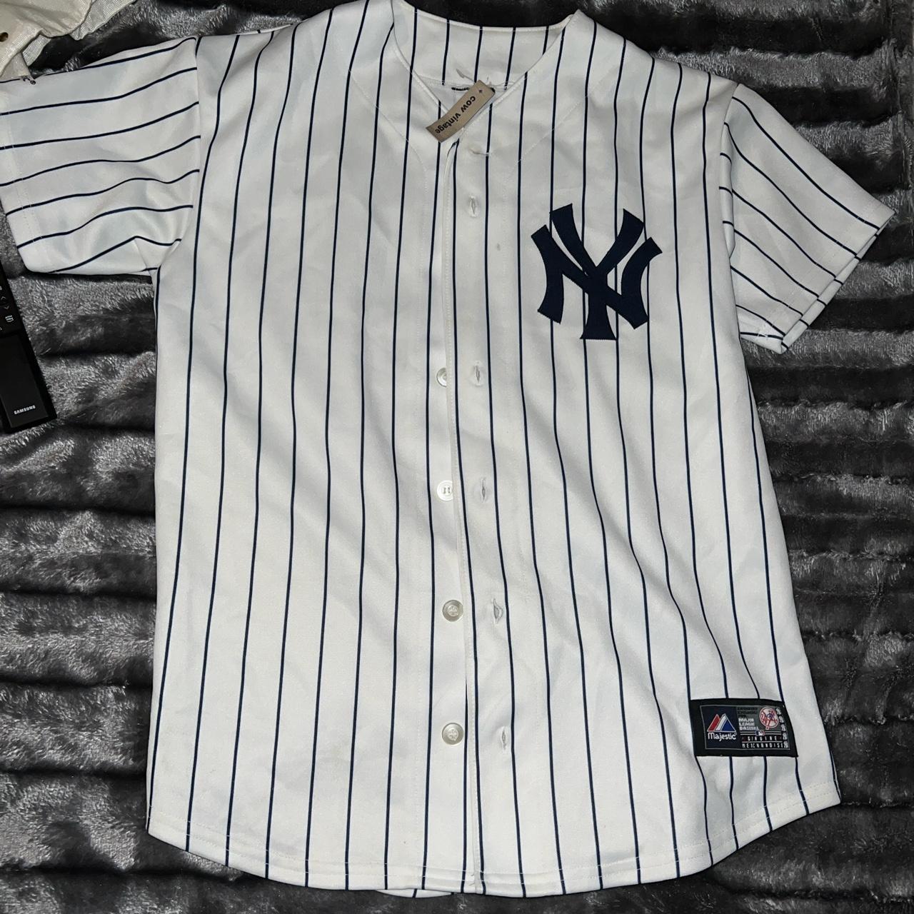 Blue and white baseball jersey ‘sabatha’- has one... - Depop