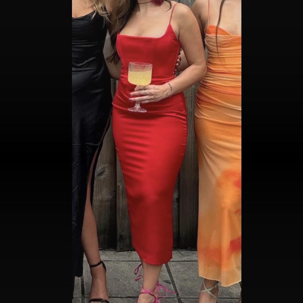 House of CB red satin dress, anais, size Depop