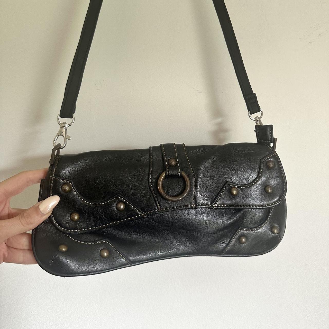 Y2K】leather shoulder bag studs black Vintage 00s y2k black stud