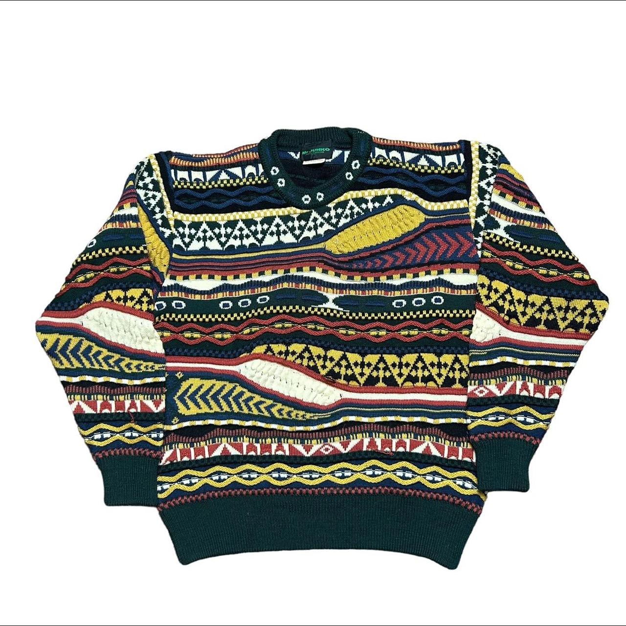 Coogi style jumper. Abstract knitted sweater. Mr... - Depop