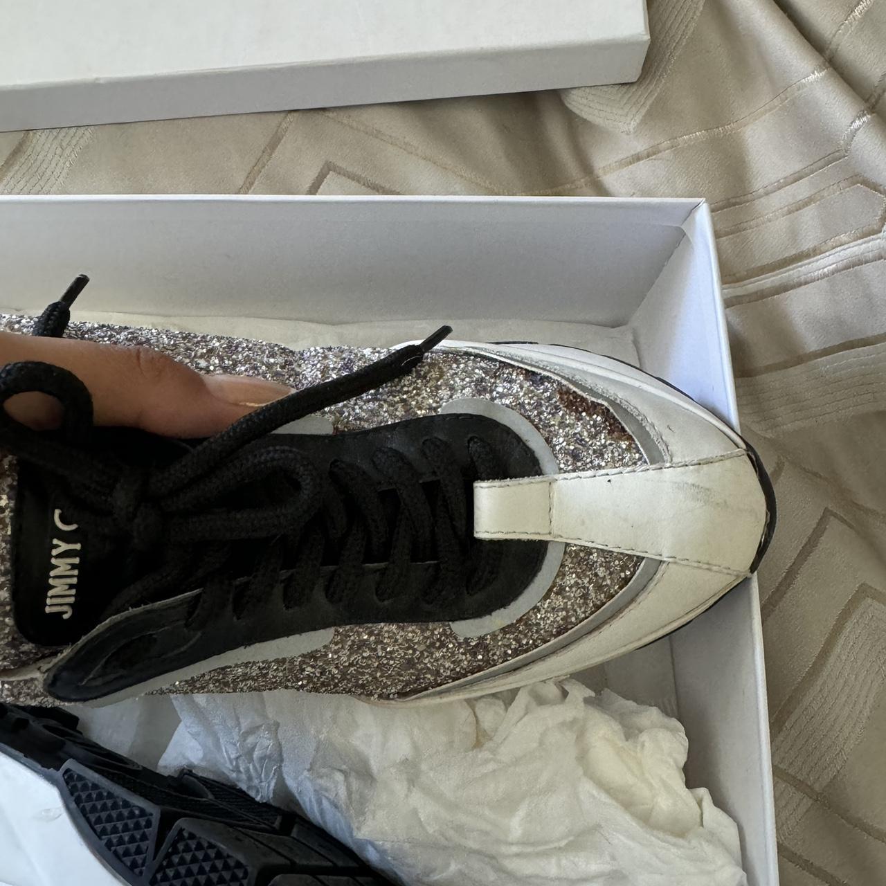 Jimmy Choo Raine White and silver glitter | Depop