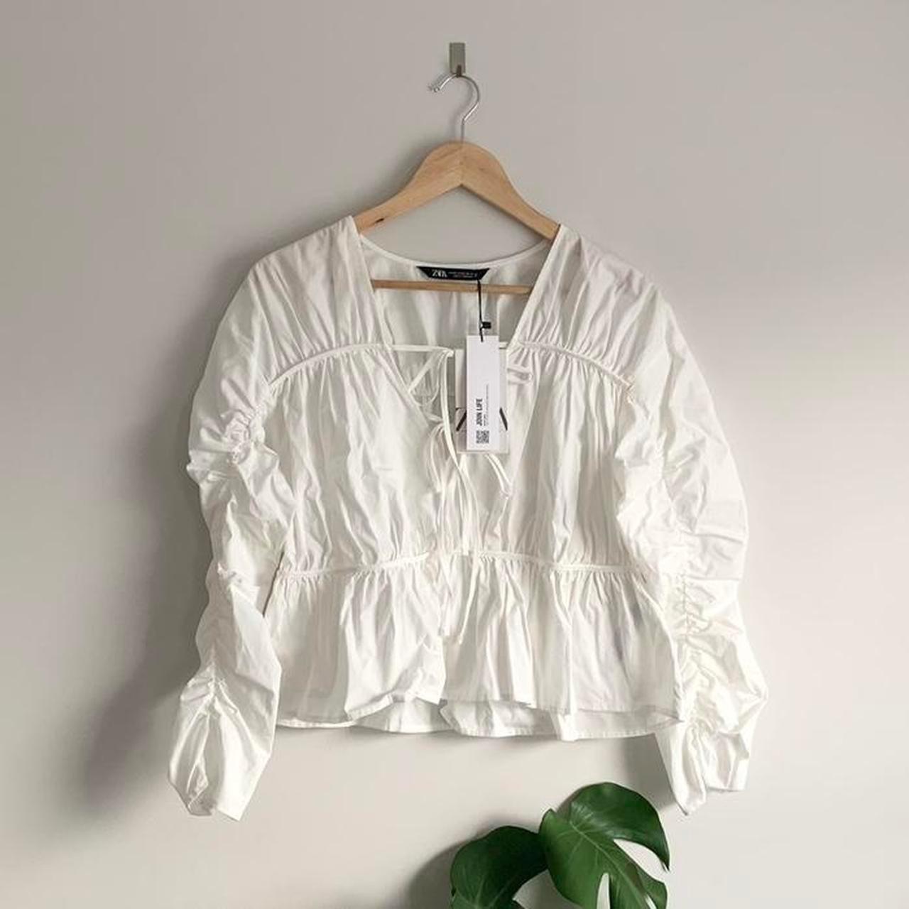 Zara Women's White Blouse | Depop