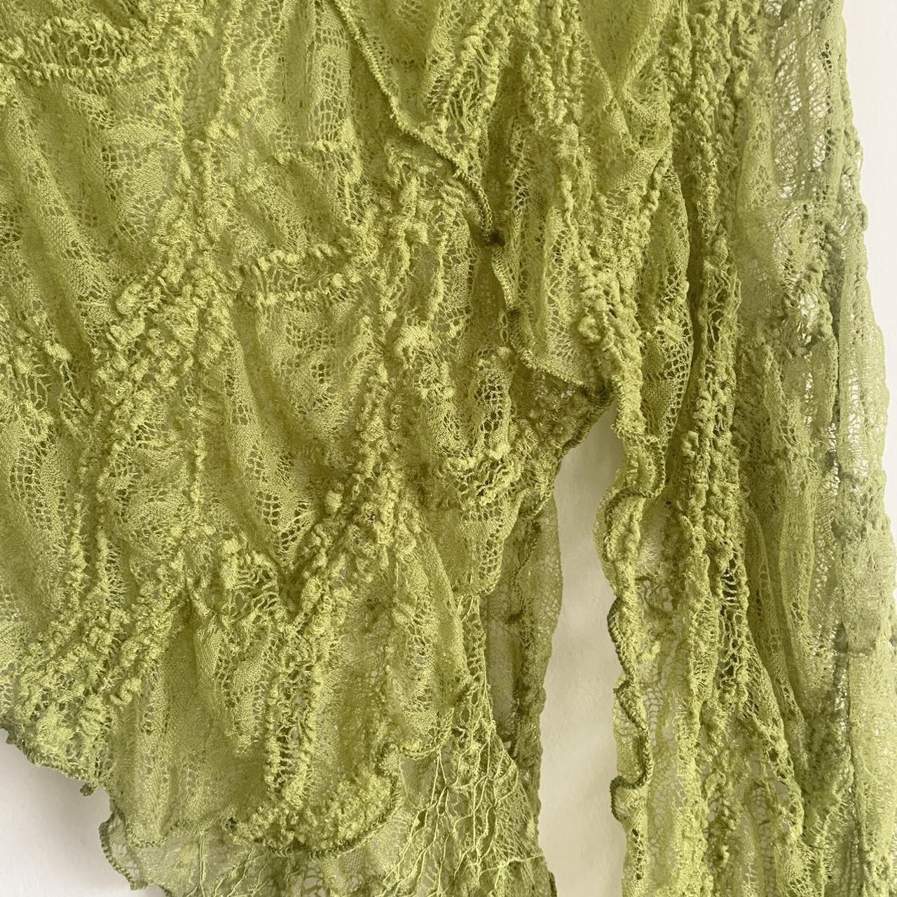 ZARA Green lace top and asymmetric textured lace... Depop