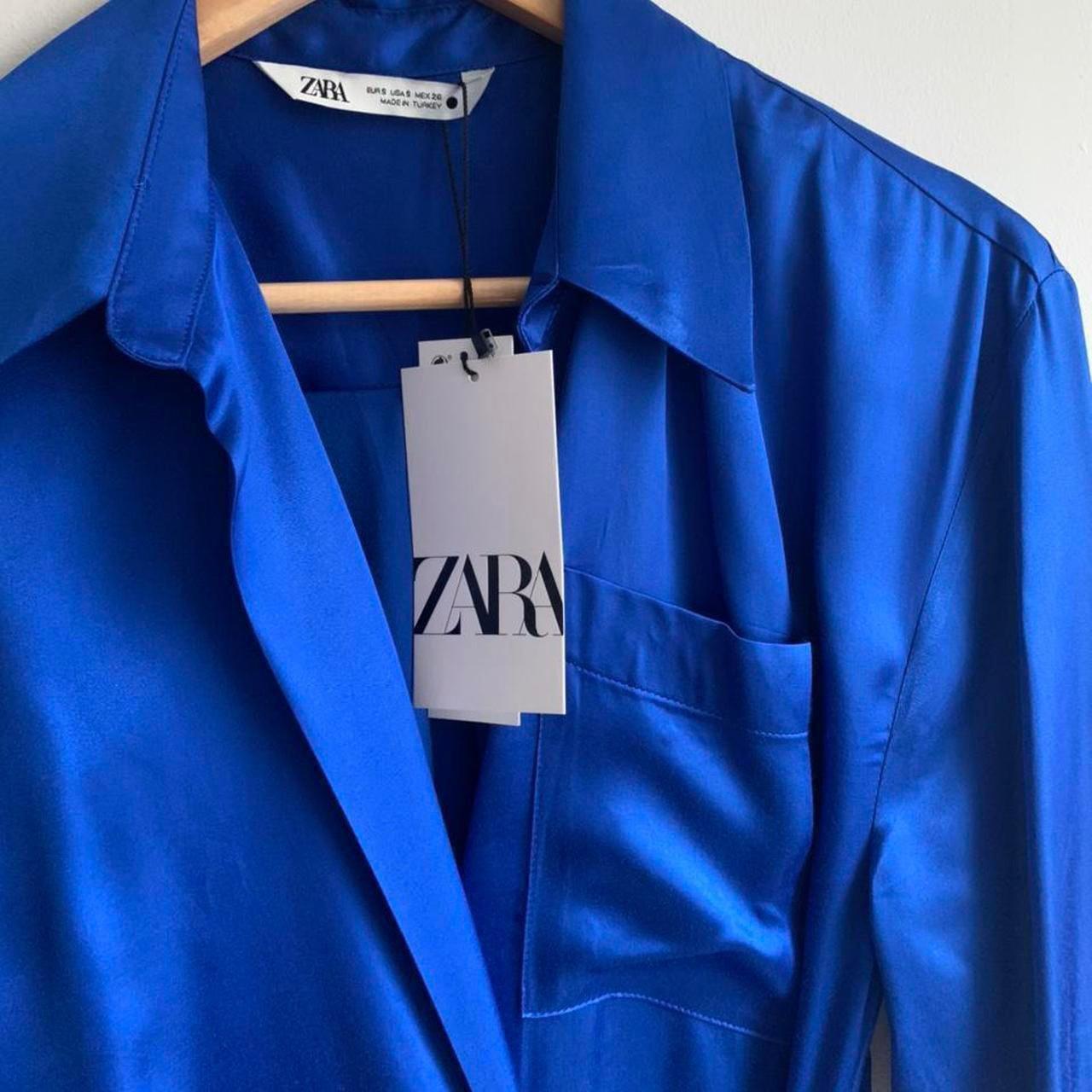 Zara Bluish Satin Effect Wrap Dress New Available Depop 5446