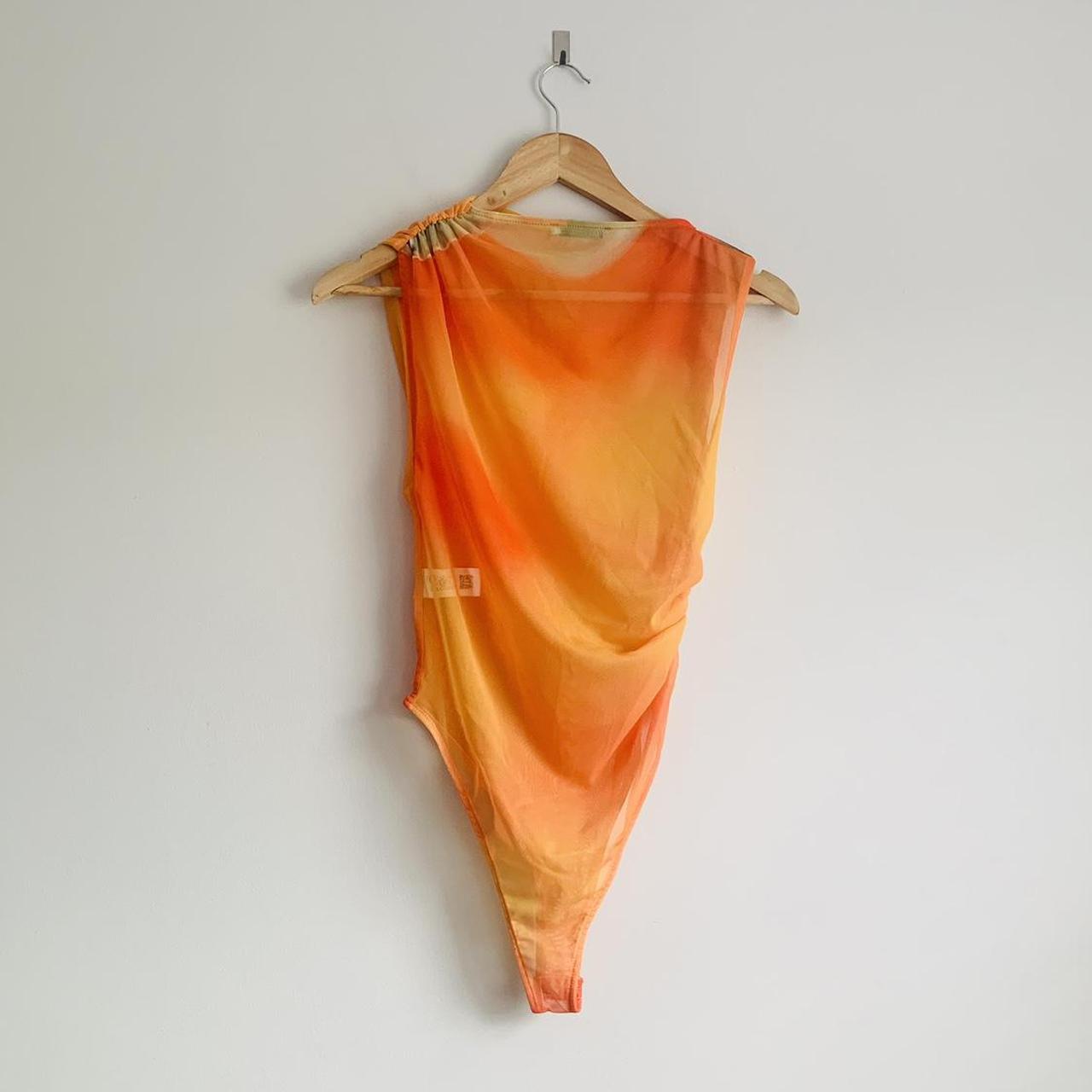 ZARA Orange draped tulle bodysuit NEW... Depop