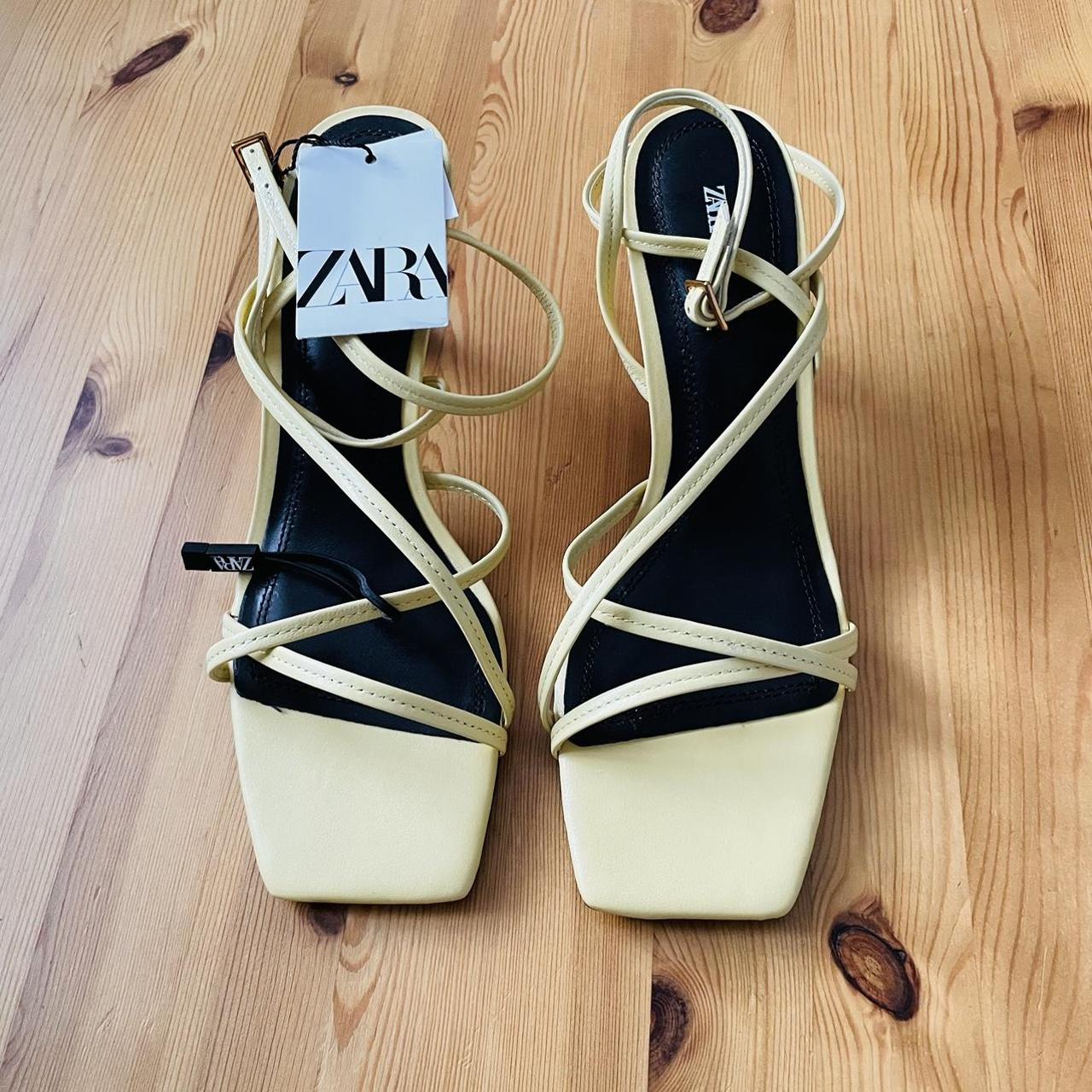 ZARA strappy high-heel leather sandals -... - Depop