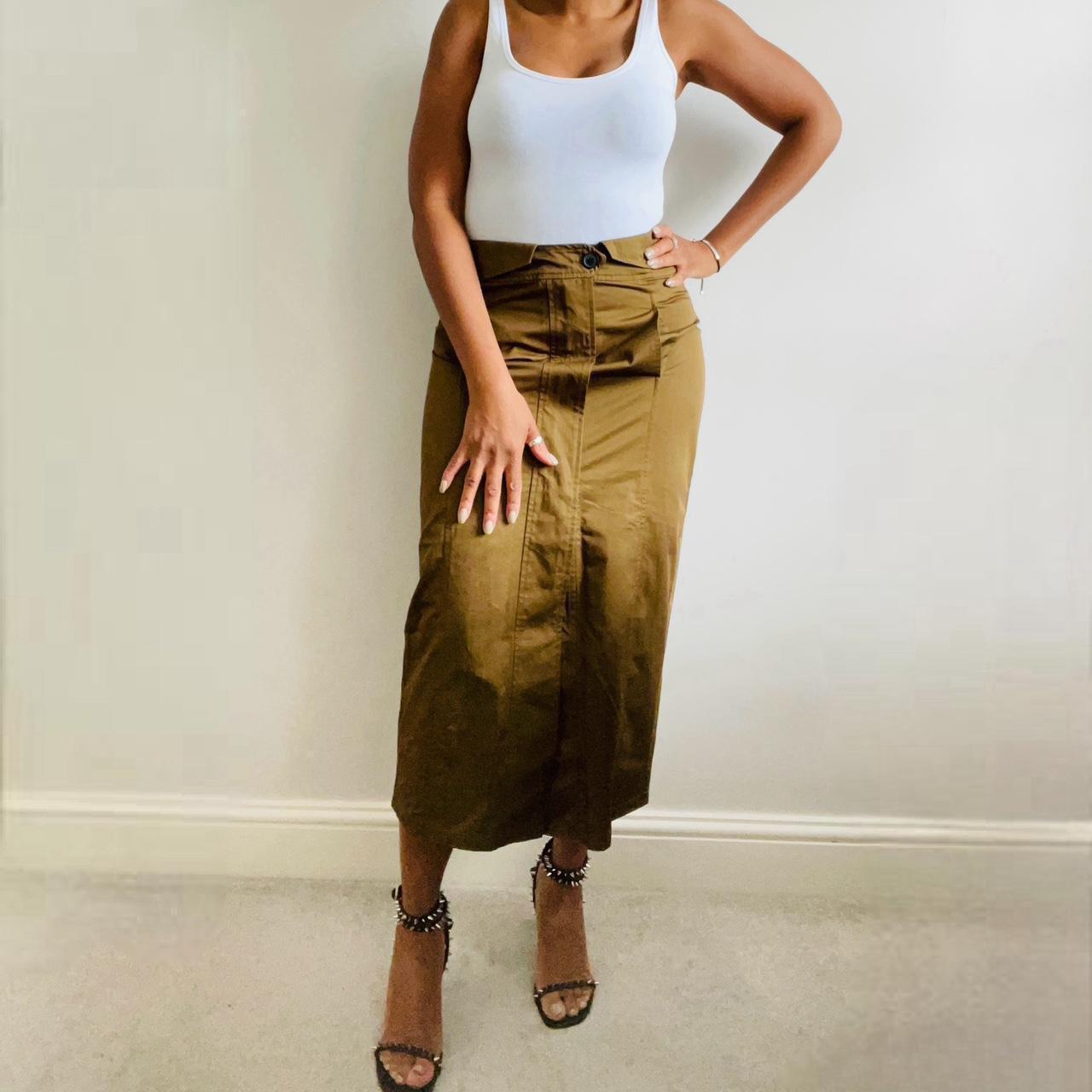 Khaki green skirt zara best sale