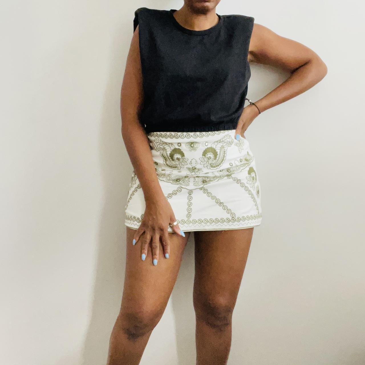 Embroidered mini skirt zara best sale