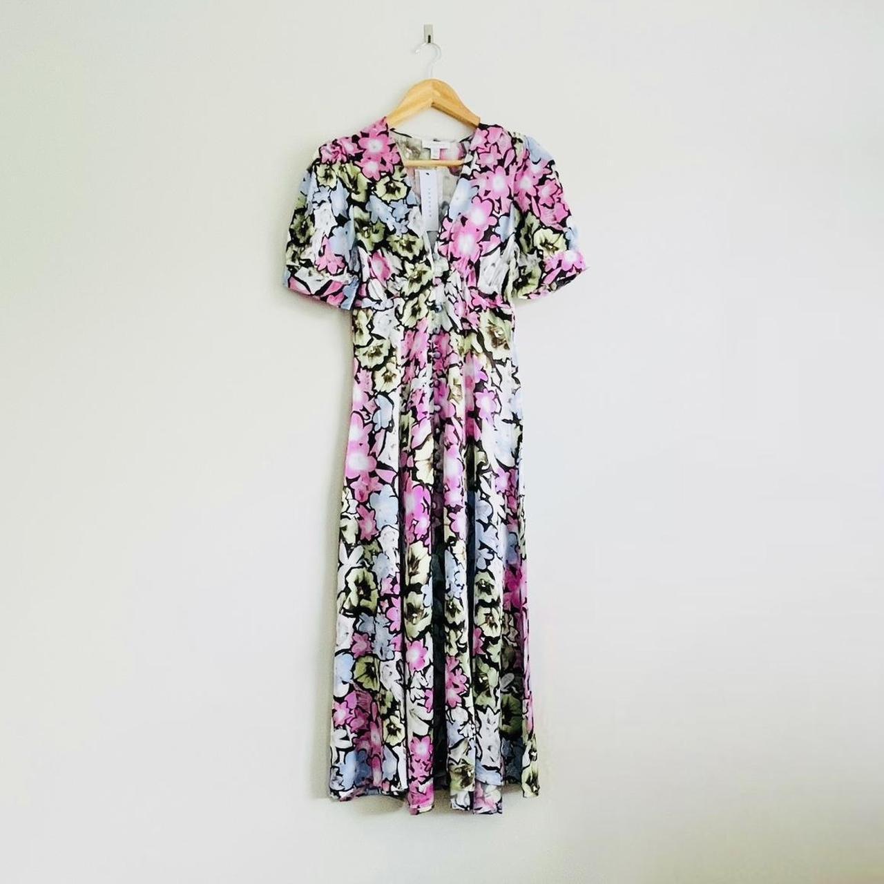 Printed button midi dress topshop best sale