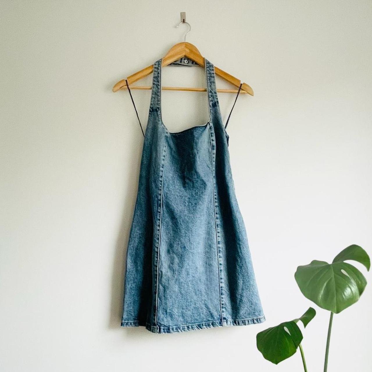 ZARA DENIM HALTER NECK selling DRESS LIGHT BLUE