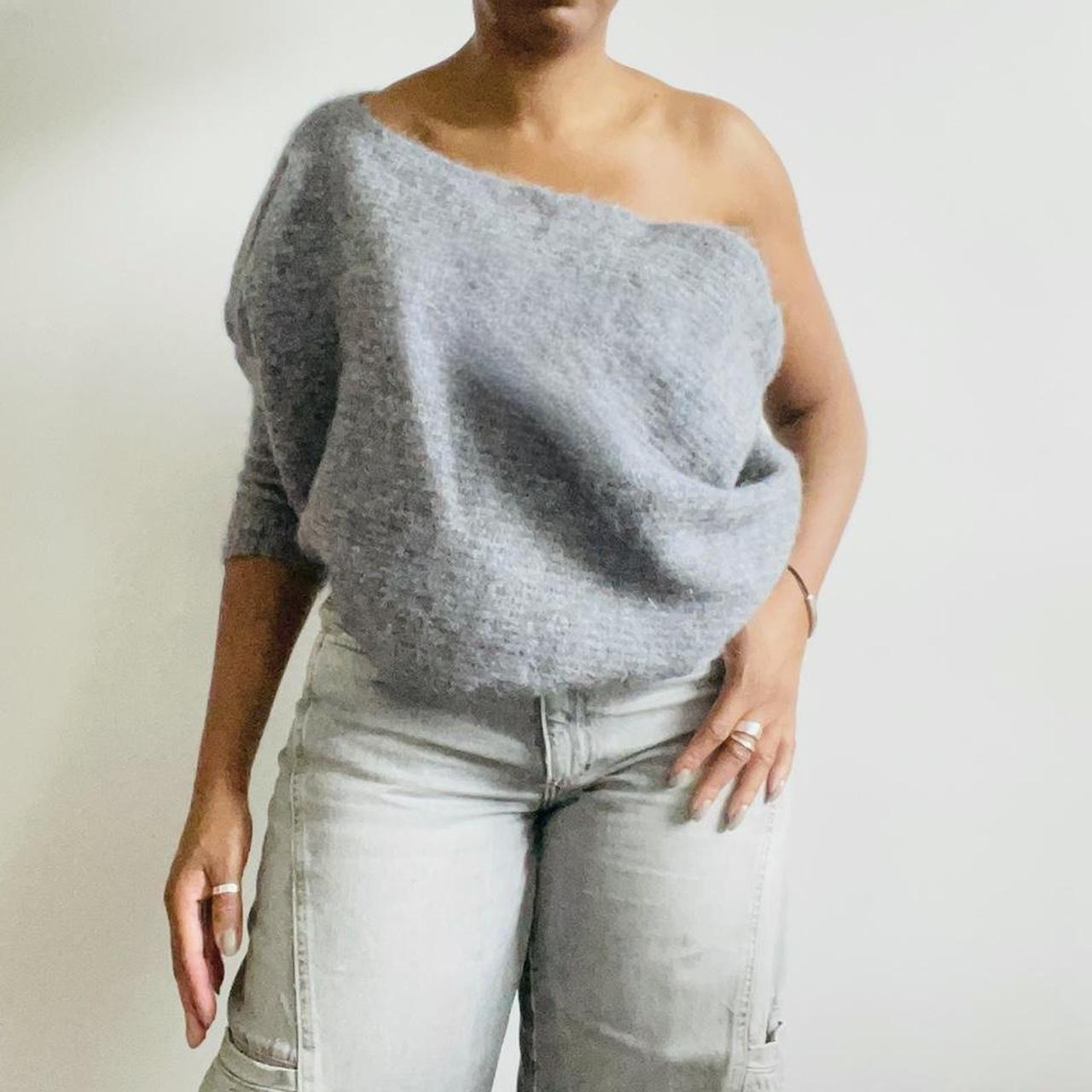 Zara Gray Keyhole Back Wool & Alpaca Blend Sweater selling M