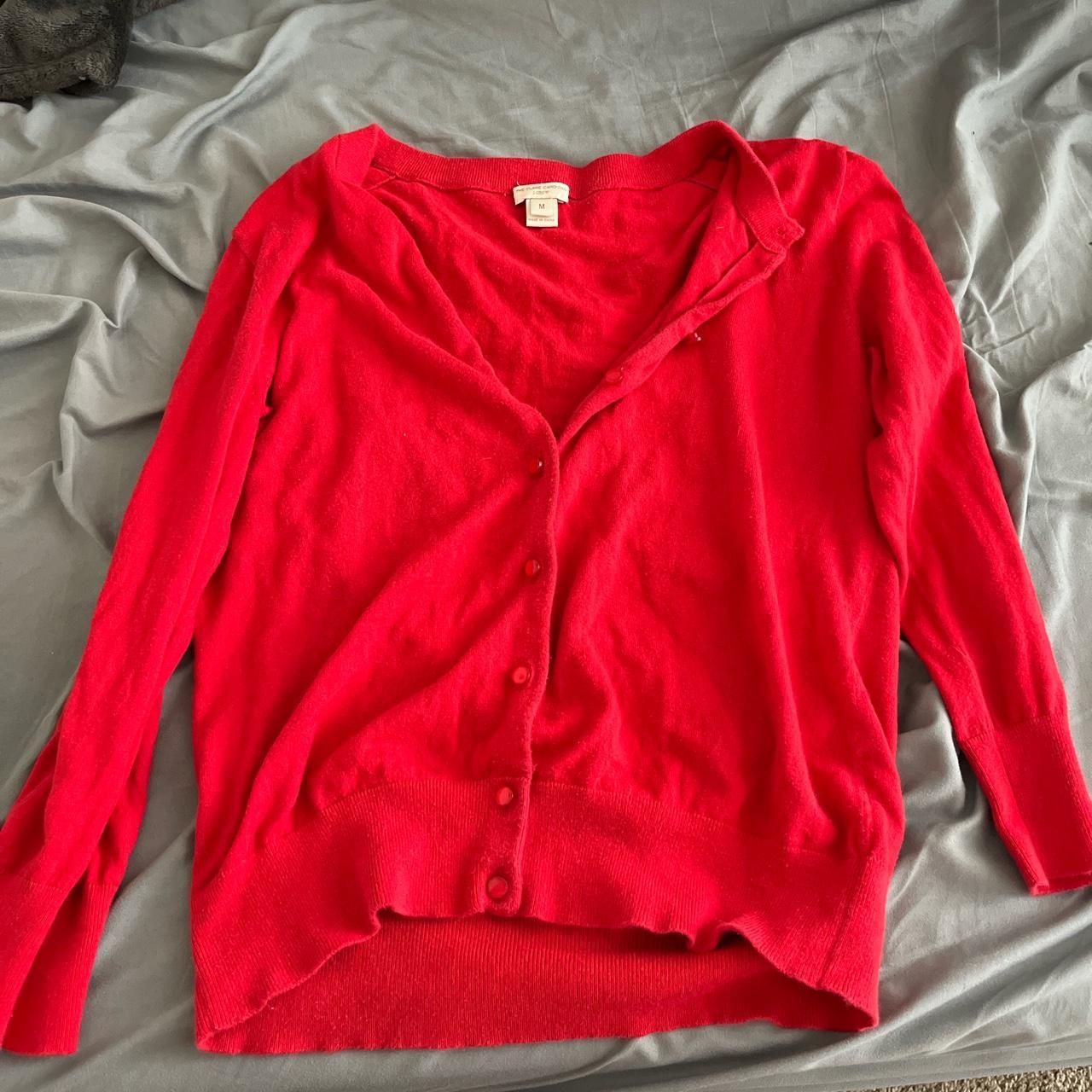 J.Crew Women's Red Cardigan Depop