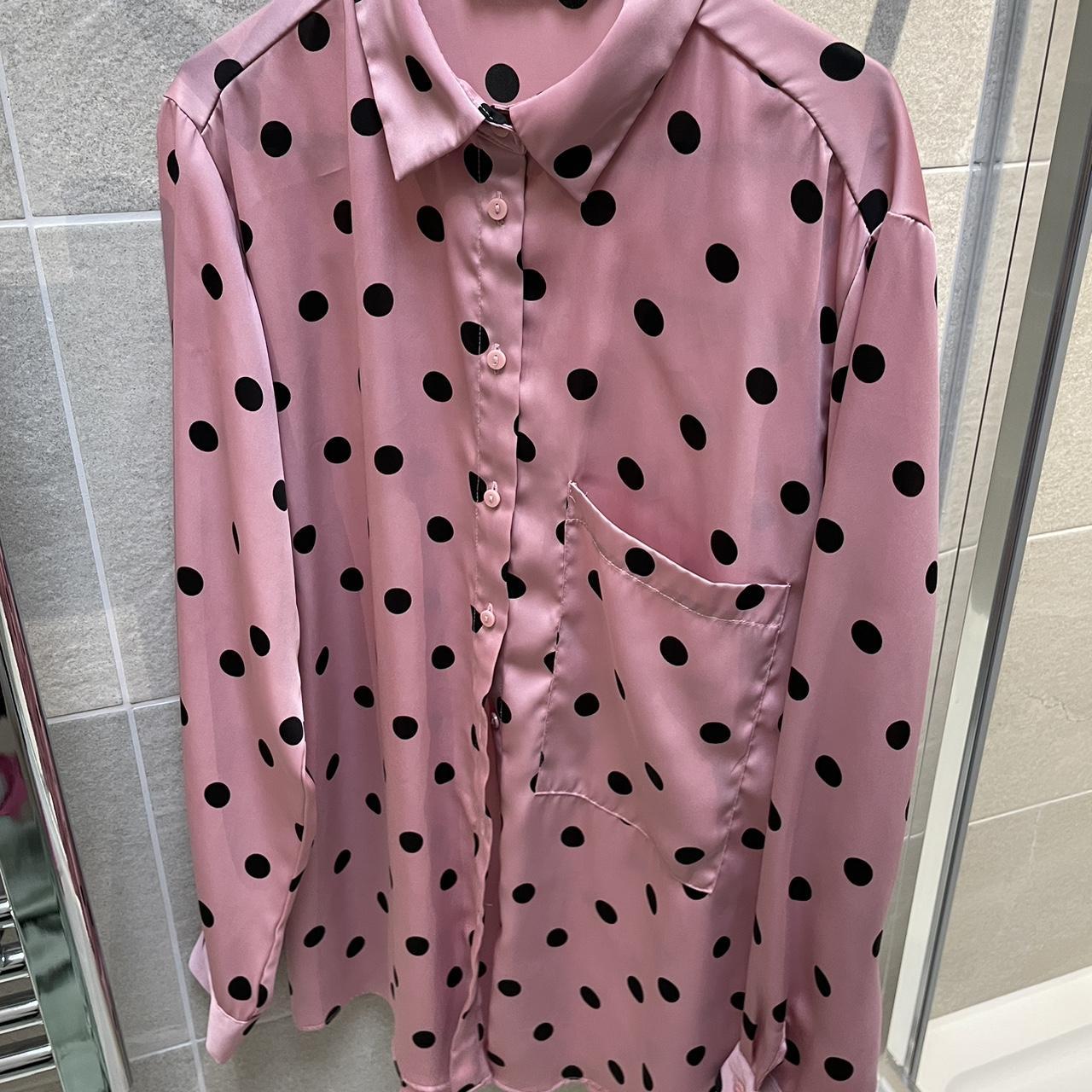 Pink Maxi Shirt with Polka Dots: Chic Depop