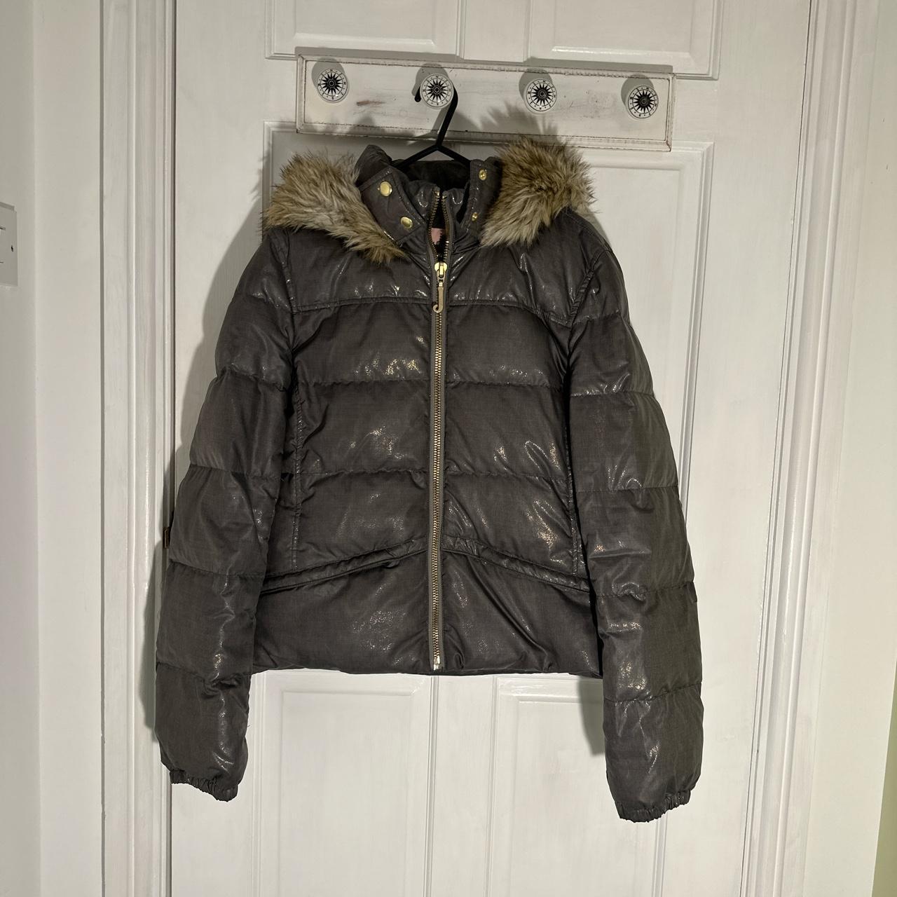 Juicy Couture Women's Brown and Gold Coat | Depop