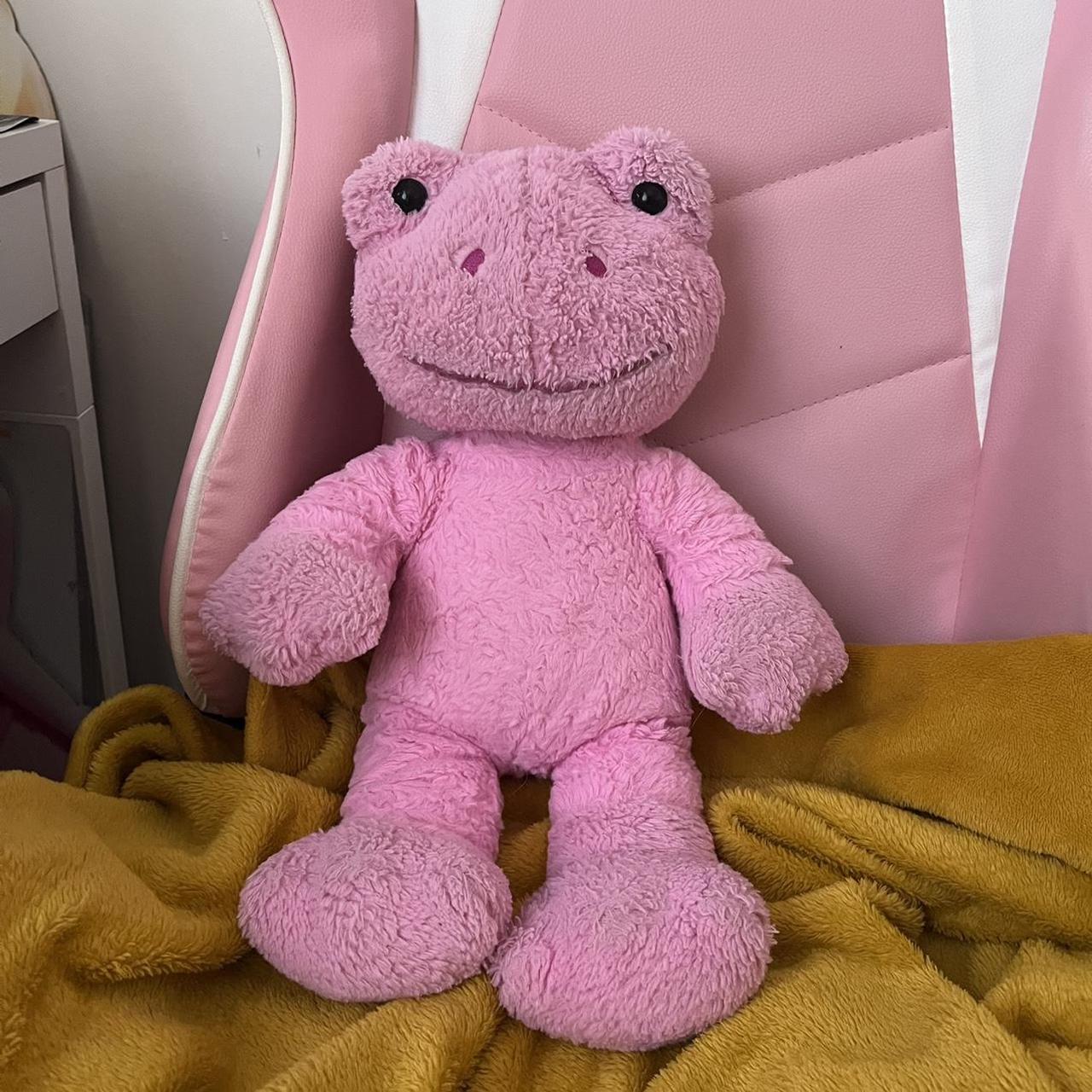 full size pink build a bear frog, preloved... - Depop