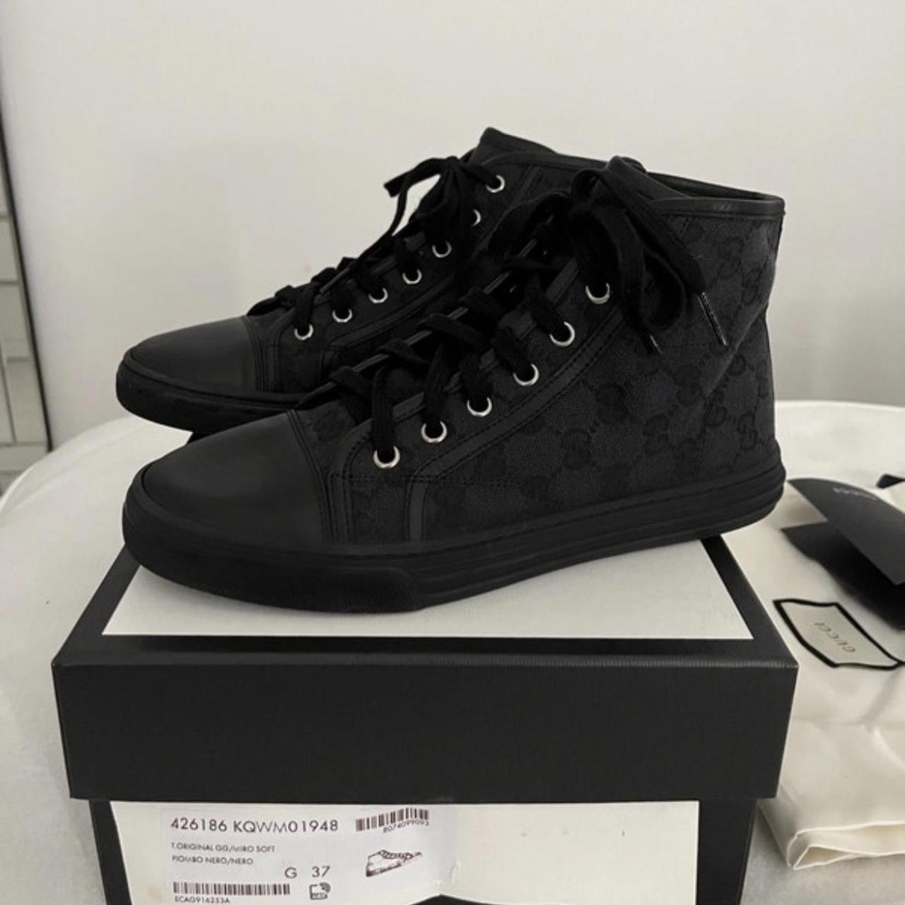 Black high top Gucci trainers, worn only a handful... Depop