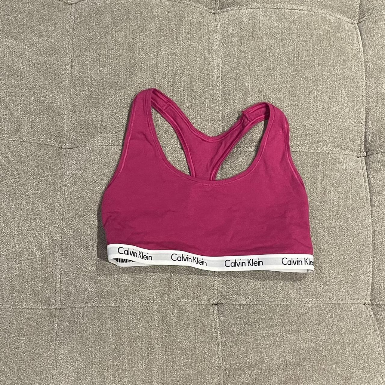 pink Calvin Klein bra top size Small. only worn 1... - Depop