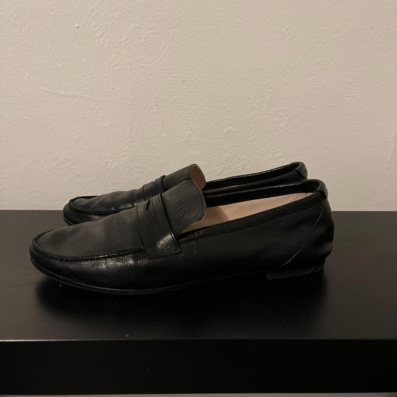Beautiful pair of black leather penny loafers,... - Depop