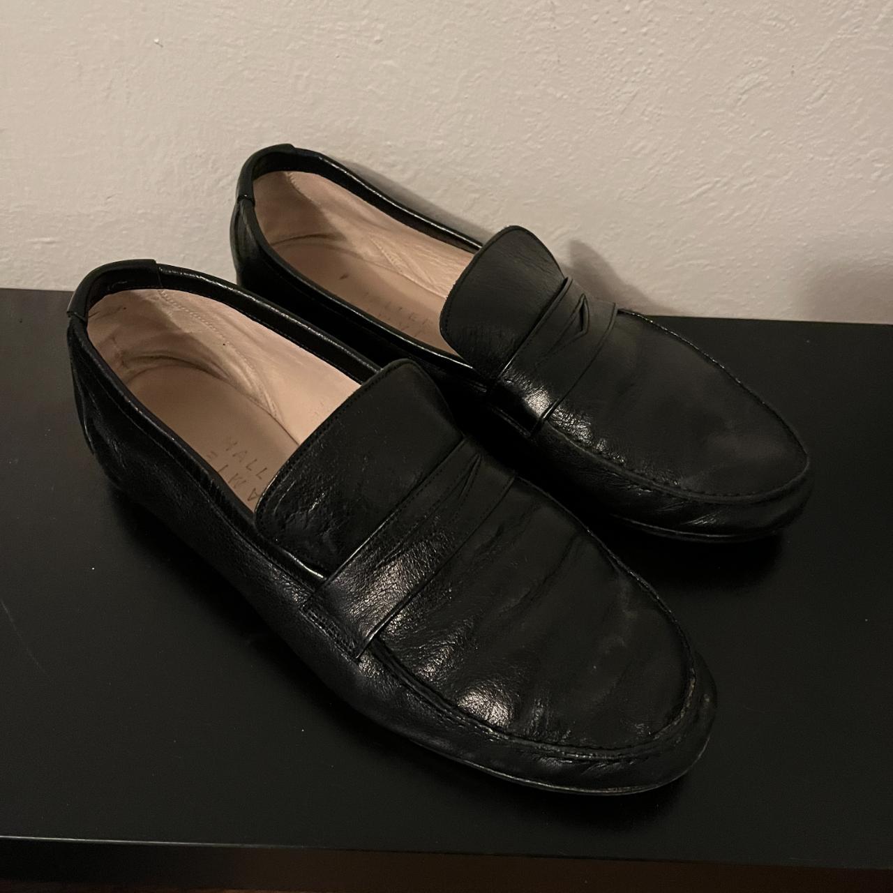 Beautiful pair of black leather penny loafers,... - Depop