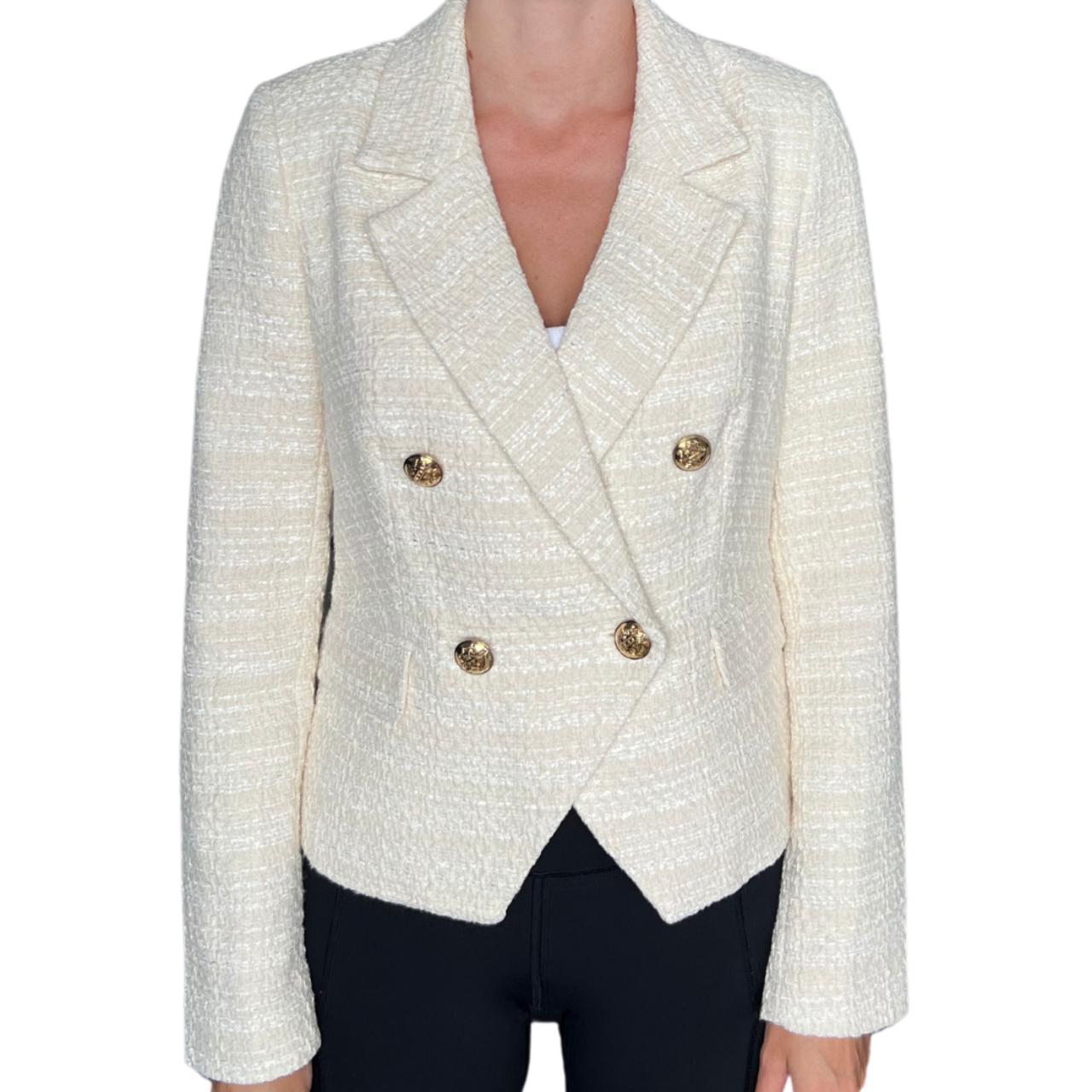 PORTMANS – White Boucle Blazer with Gold