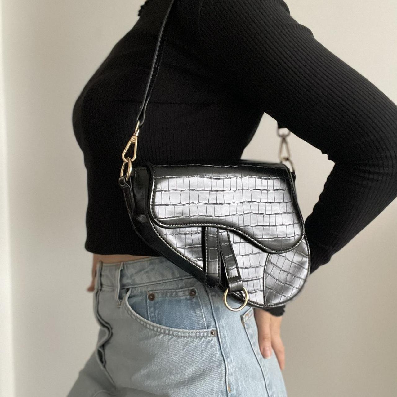 Nasty Gal faux leather croc saddle bag Unused with... Depop