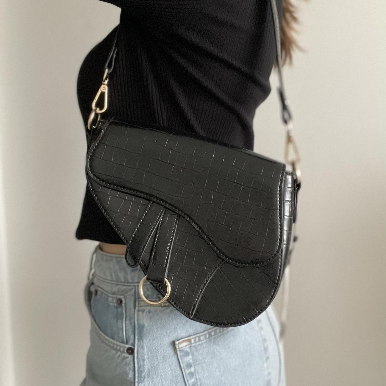 Nasty Gal faux leather croc saddle bag Unused with... Depop