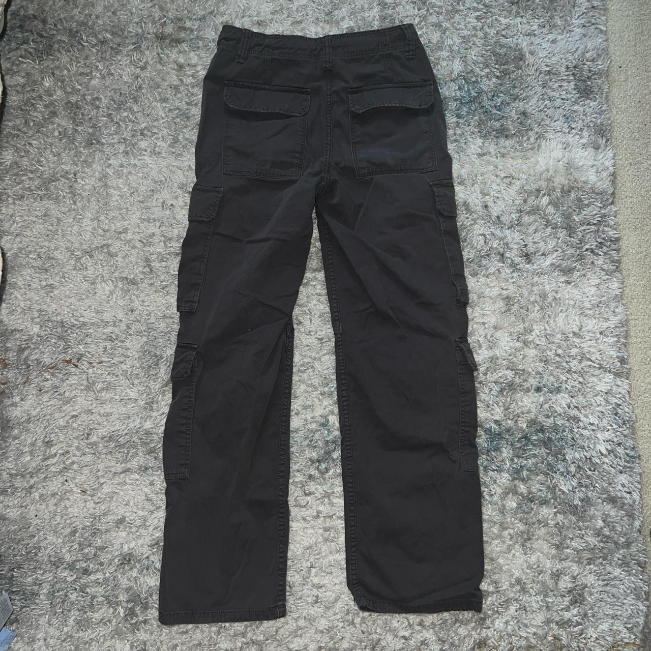 Bershka Straight Leg Cargo Pants in grey - Depop