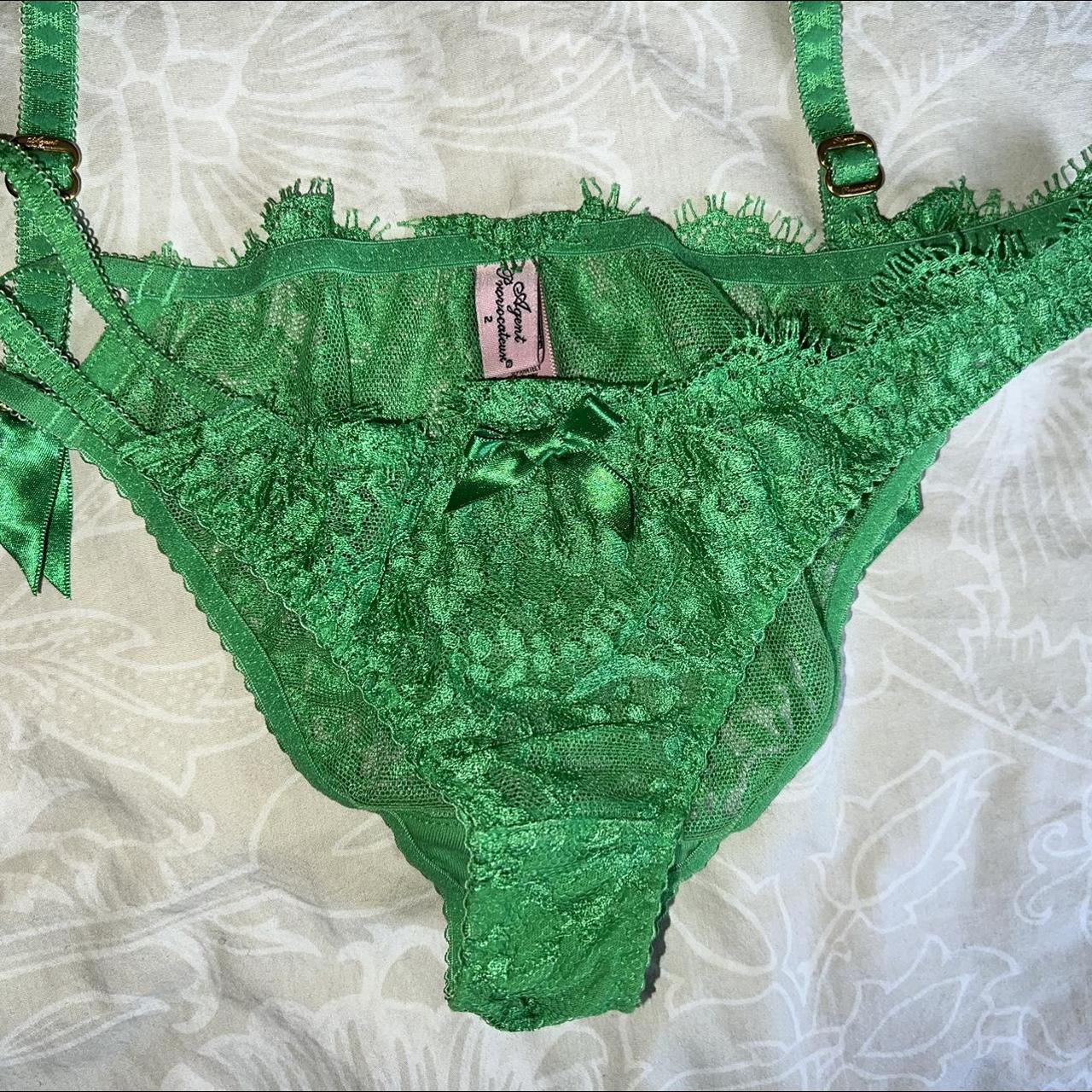 Reduced from £80 Agent provocateur green lace Payge... - Depop