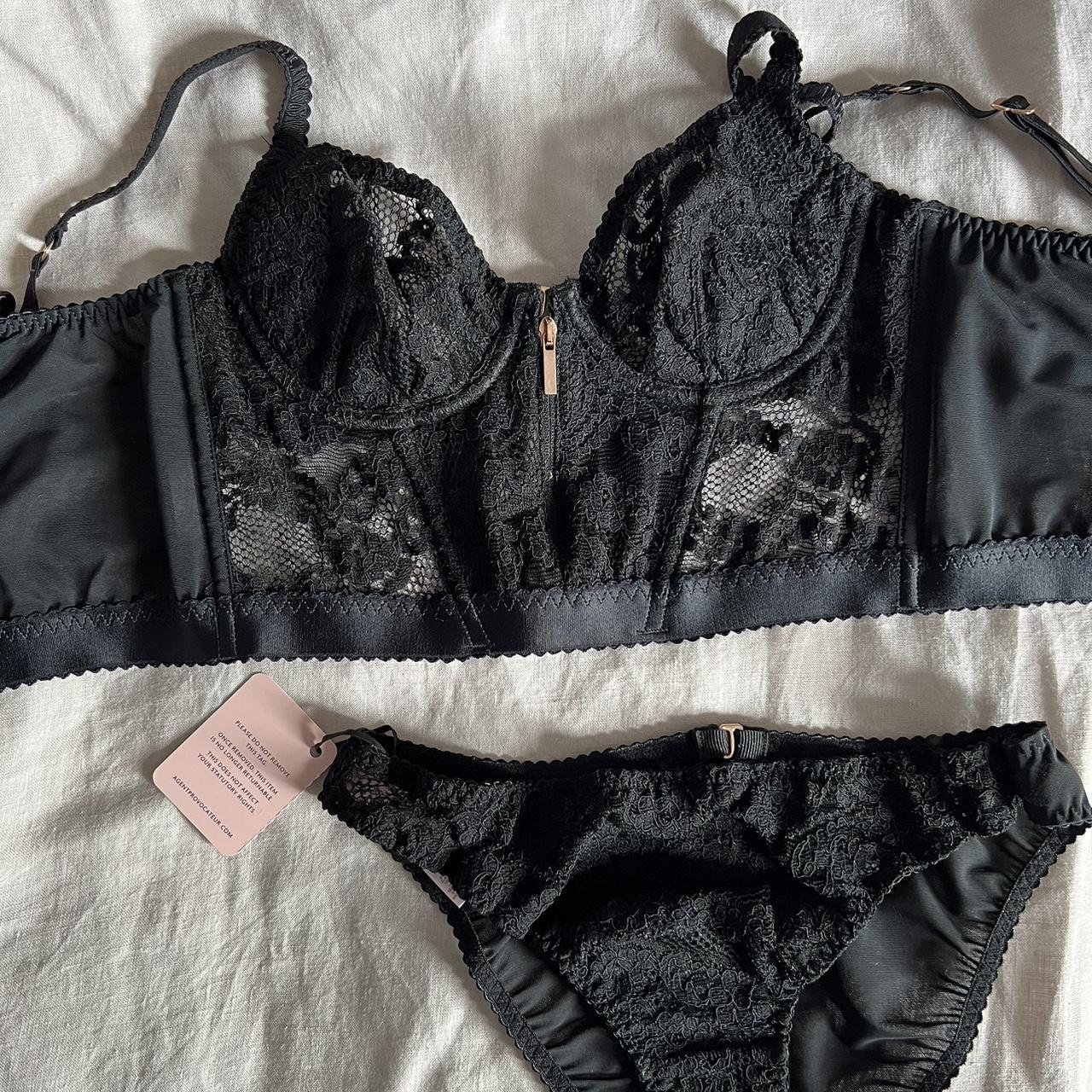 Agent provocateur set - ‘Sally’ Black lace longline... - Depop